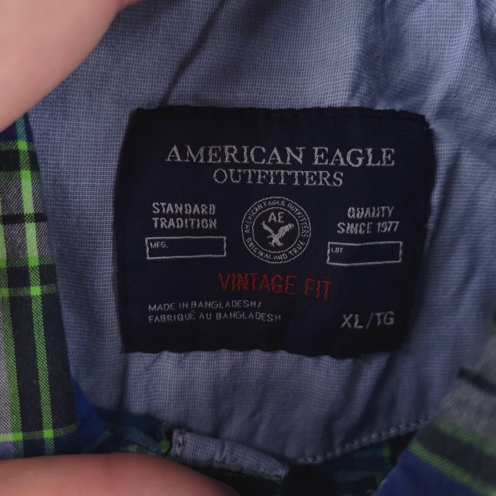 American Eagle Outfitters American Eagle Shirt XL Green Long Sleeve Pearl Snap Button Slim Mens Size US XL / EU 56 / 4 - 3 Thumbnail