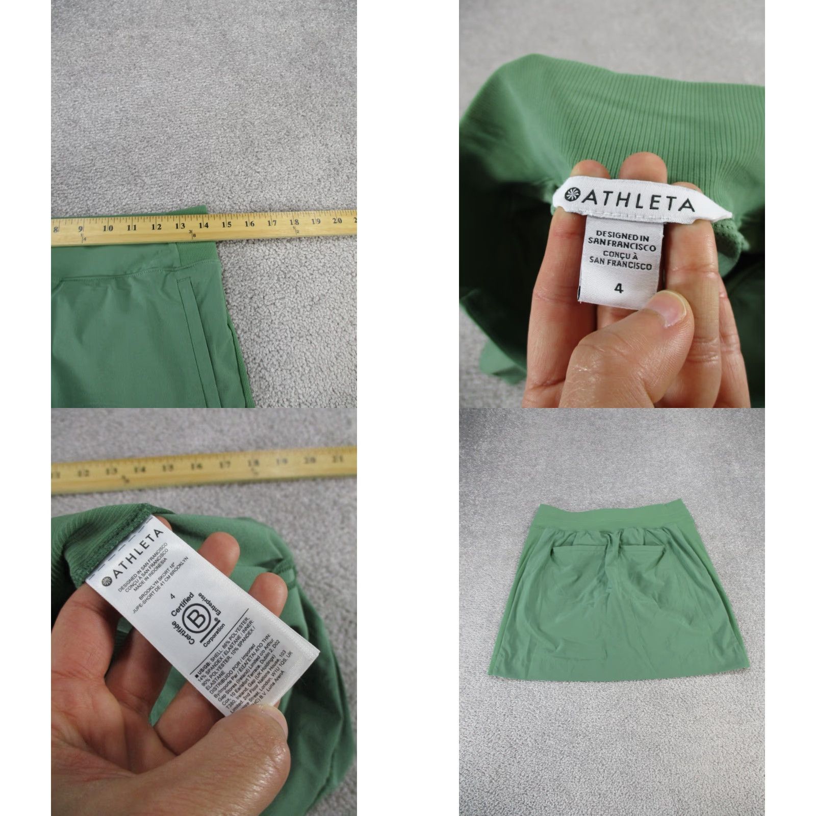 Athleta Athleta Skort Womens 4 Green 16" Solid Polyester Spandex Size 27" / US 4 / IT 40 - 8 Thumbnail