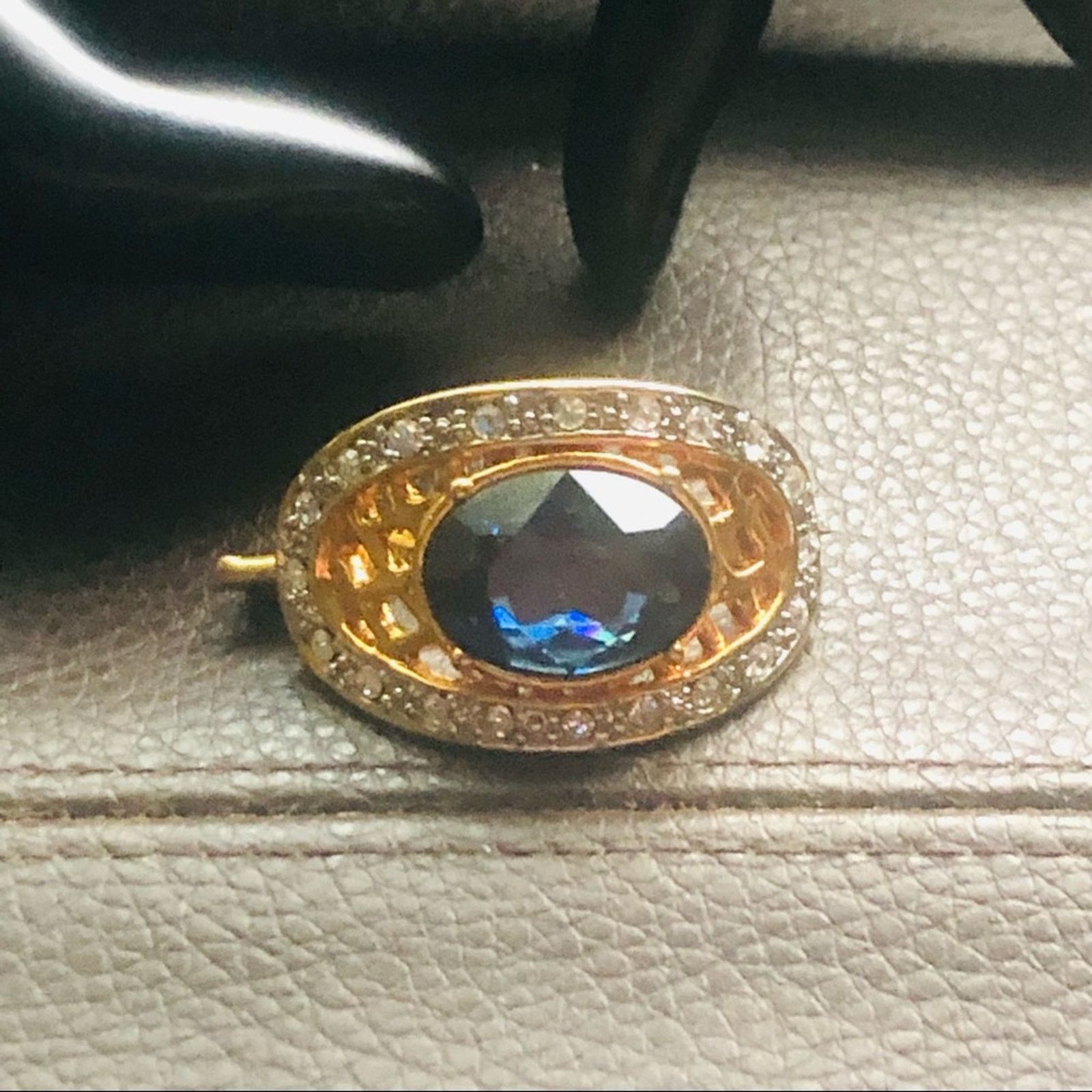 Vintage Vintage repurpose faceted oval blue stone brooch pin Size ONE SIZE - 4 Thumbnail