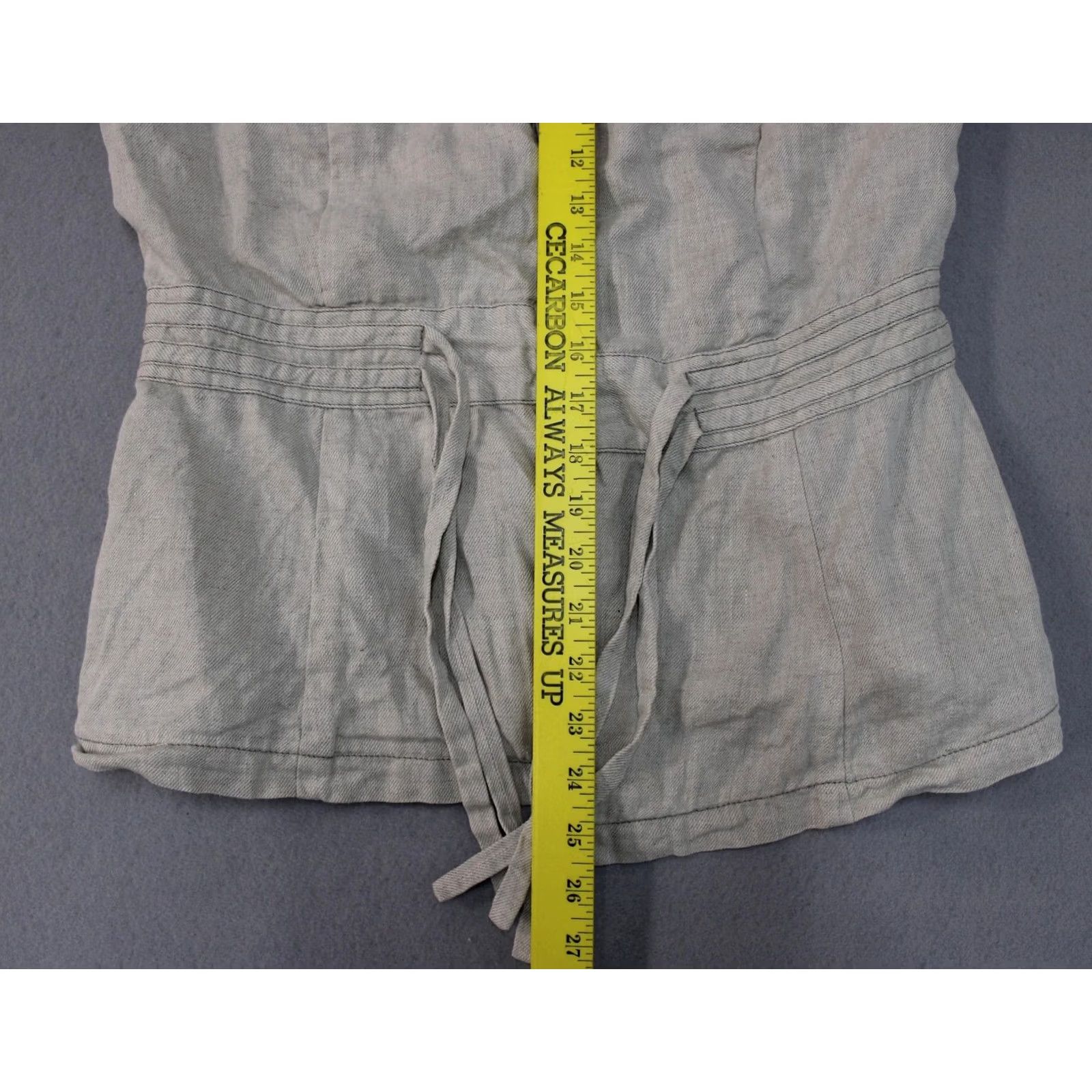 Vintage Sigrid Olsen Womens Jacket Beige Linen Belted Waist Button Casual Spring Top Size L / US 10 / IT 46 - 5 Thumbnail