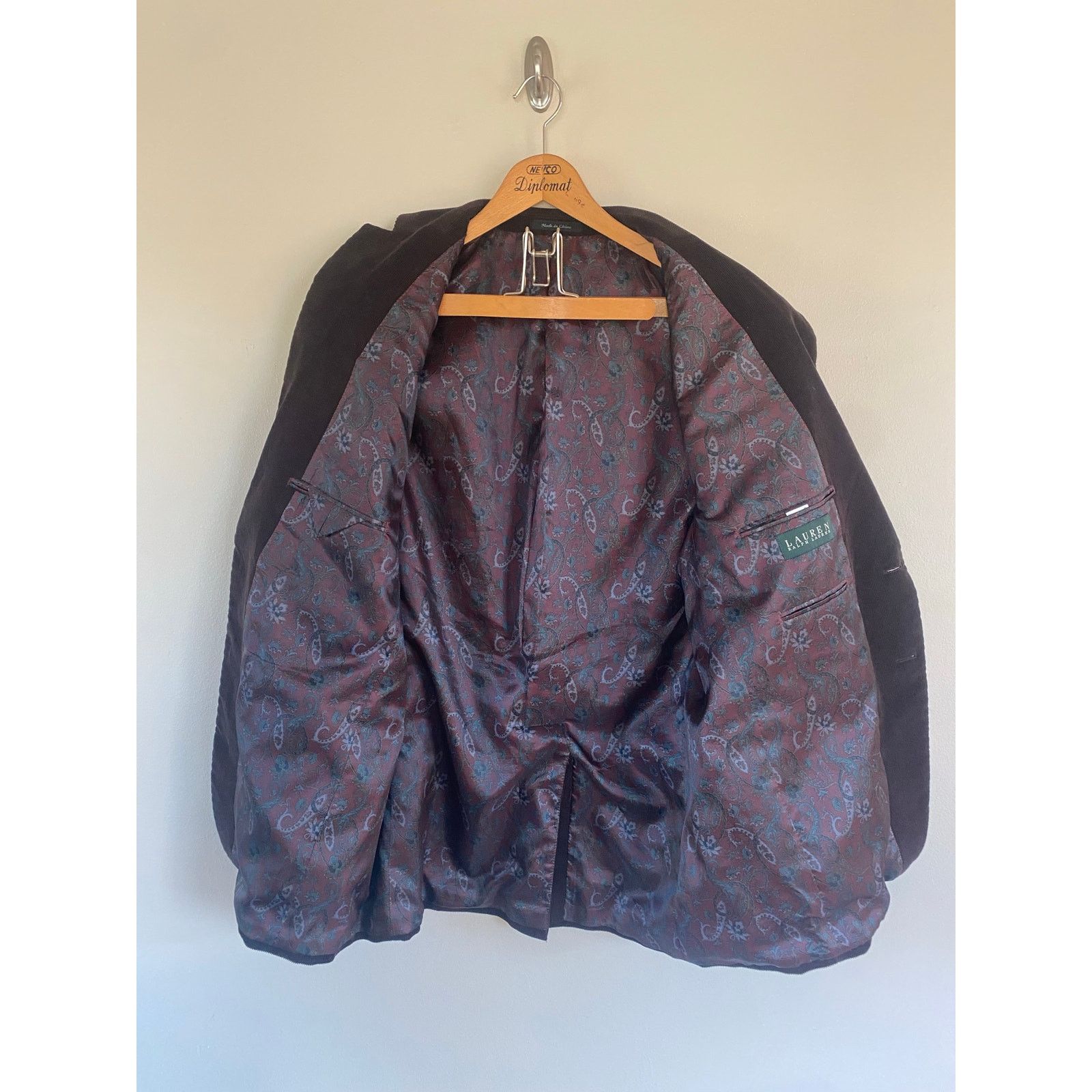 Lauren Ralph Lauren Lauren Ralph Lauren Corduroy Blazer Leath Button Paisley 46L Size 46L - 4 Thumbnail