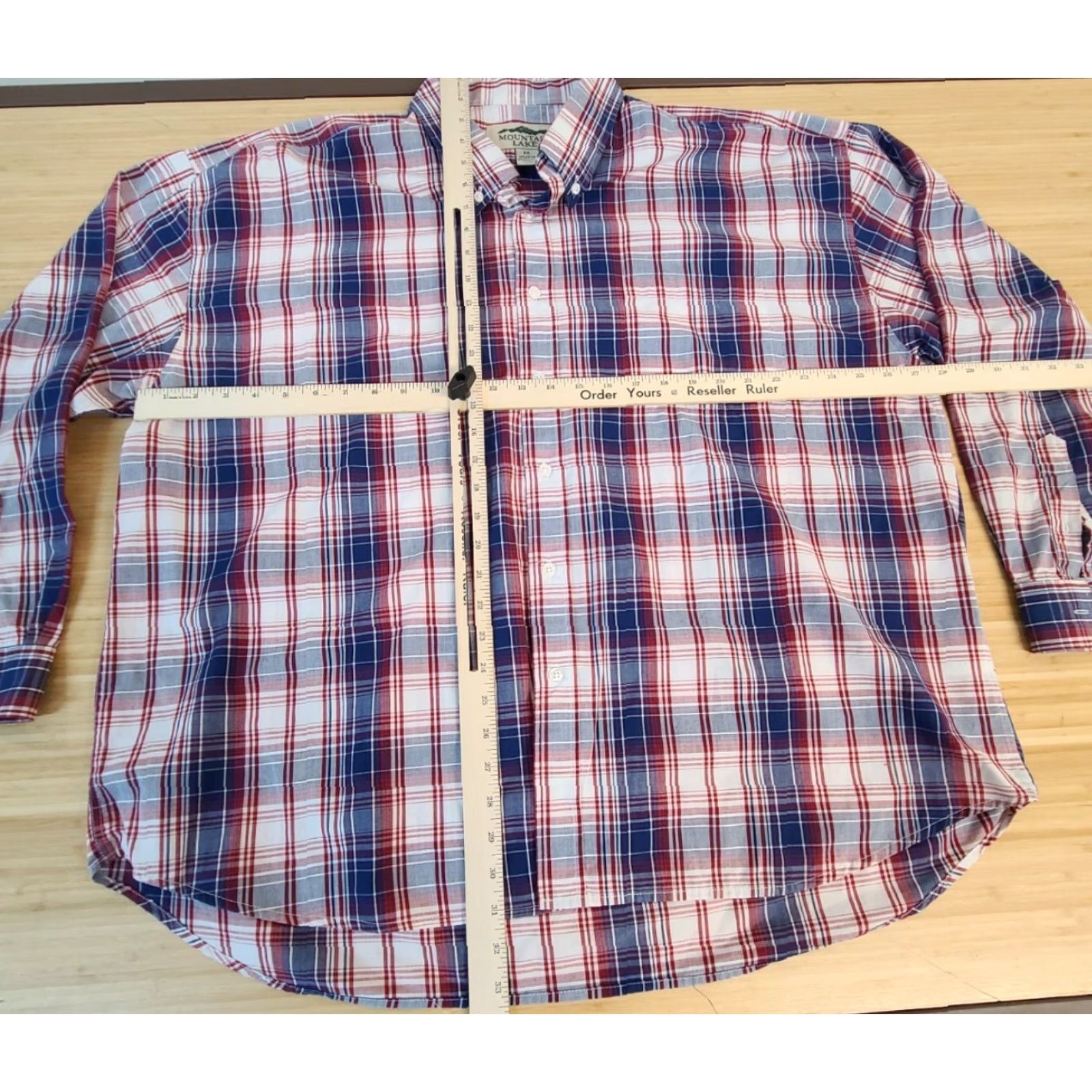 Vintage Mountain Lake Button-Up Shirt XXL Blue Red Plaid Long Sleeve Casual Men's Size US XXL / EU 58 / 5 - 4 Thumbnail
