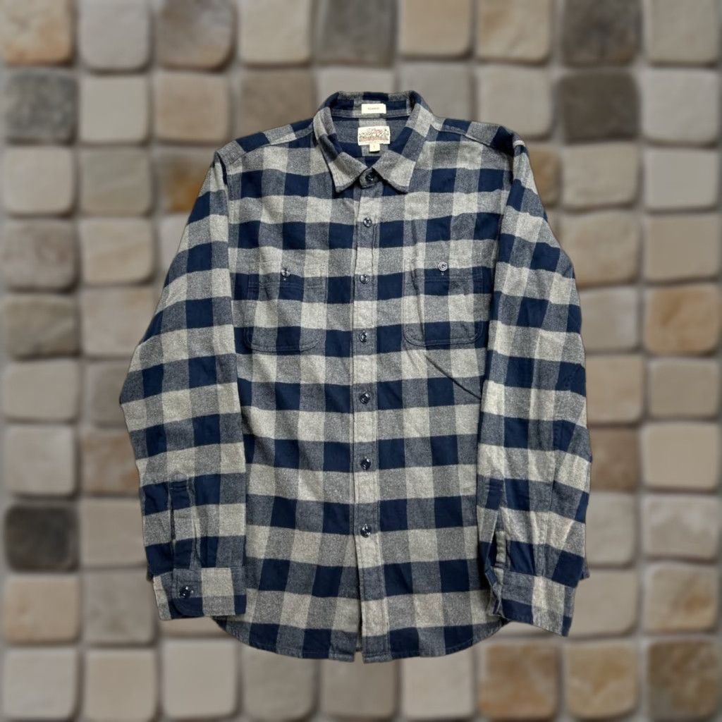 J.Crew J. Crew Classic Midweight Flannel Work Shirt Mens Large Blue Cotton Utility Size US L / EU 52-54 / 3 - 1 Thumbnail