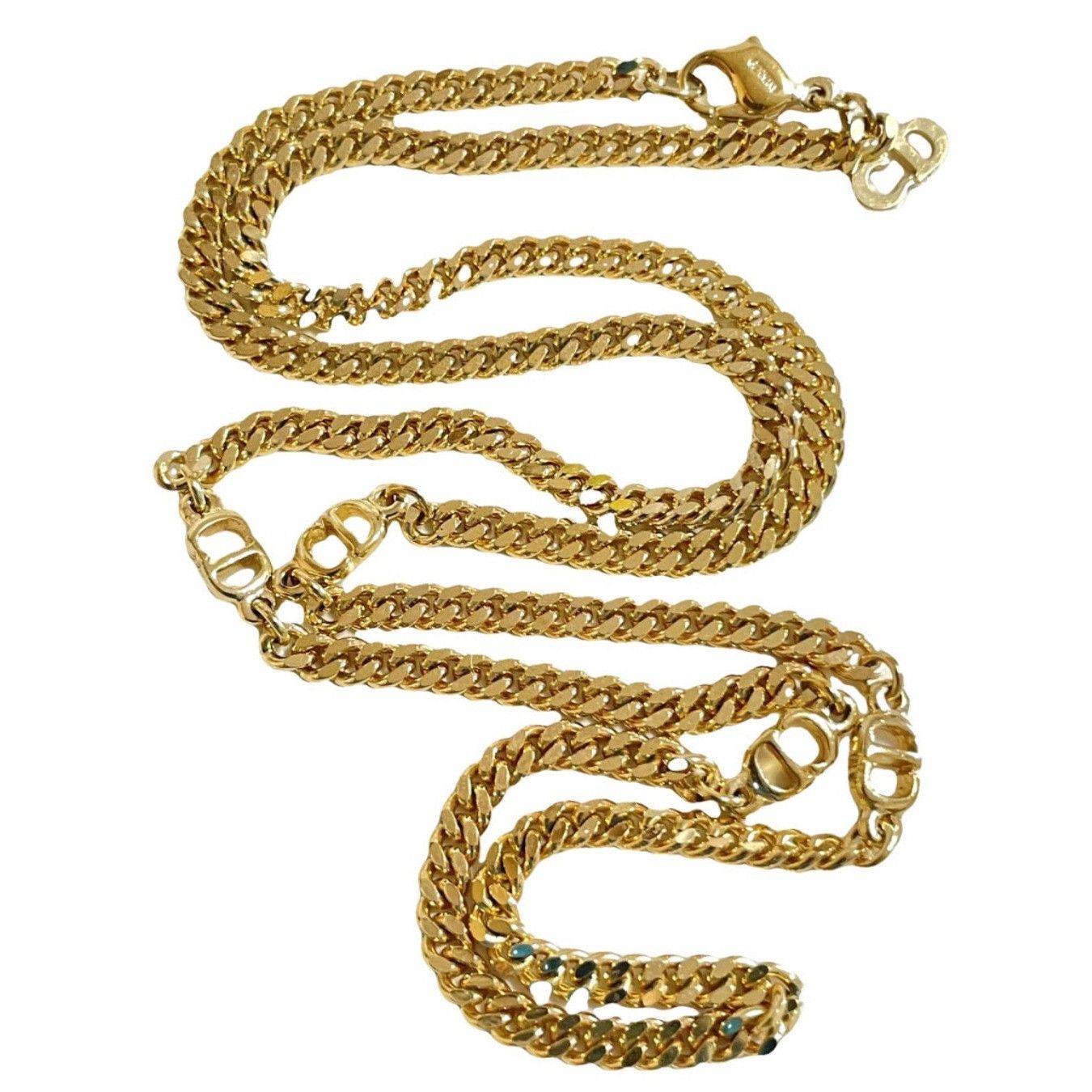 MINT. Vintage Christian Dior golden chain necklace with CD