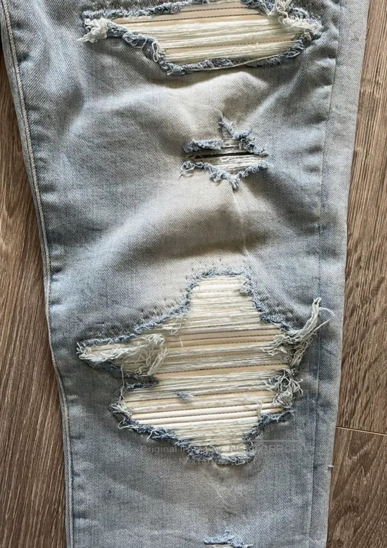 Amiri Amiri Size 33 Classic OG old white leather stitching blue c Size US 33 - 4 Thumbnail