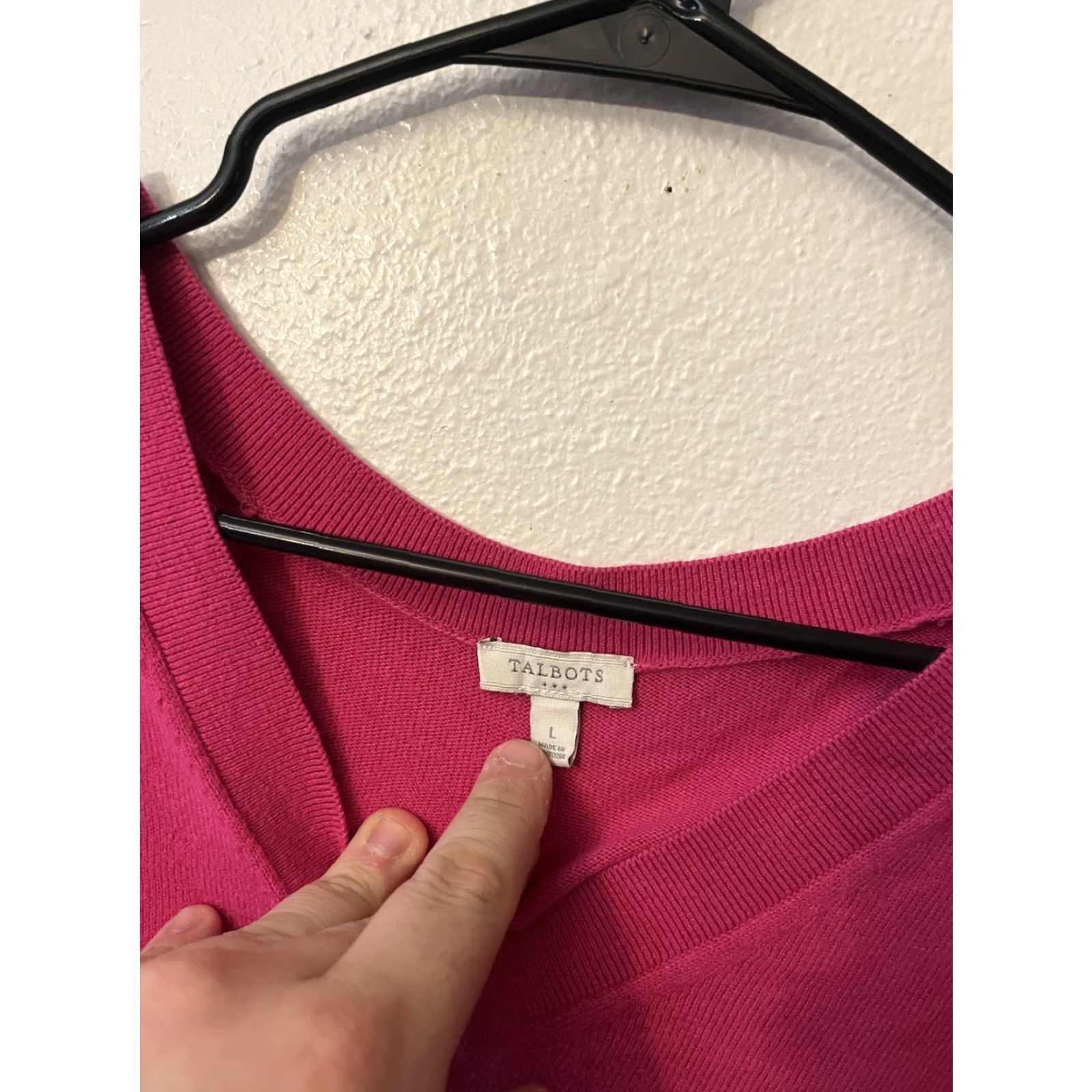 Talbots VINTAGE Talbots Pullover Sweater Women Large Pink Cotton V-Neck Long Sleeve Winter Size L / US 10 / IT 46 - 3 Thumbnail