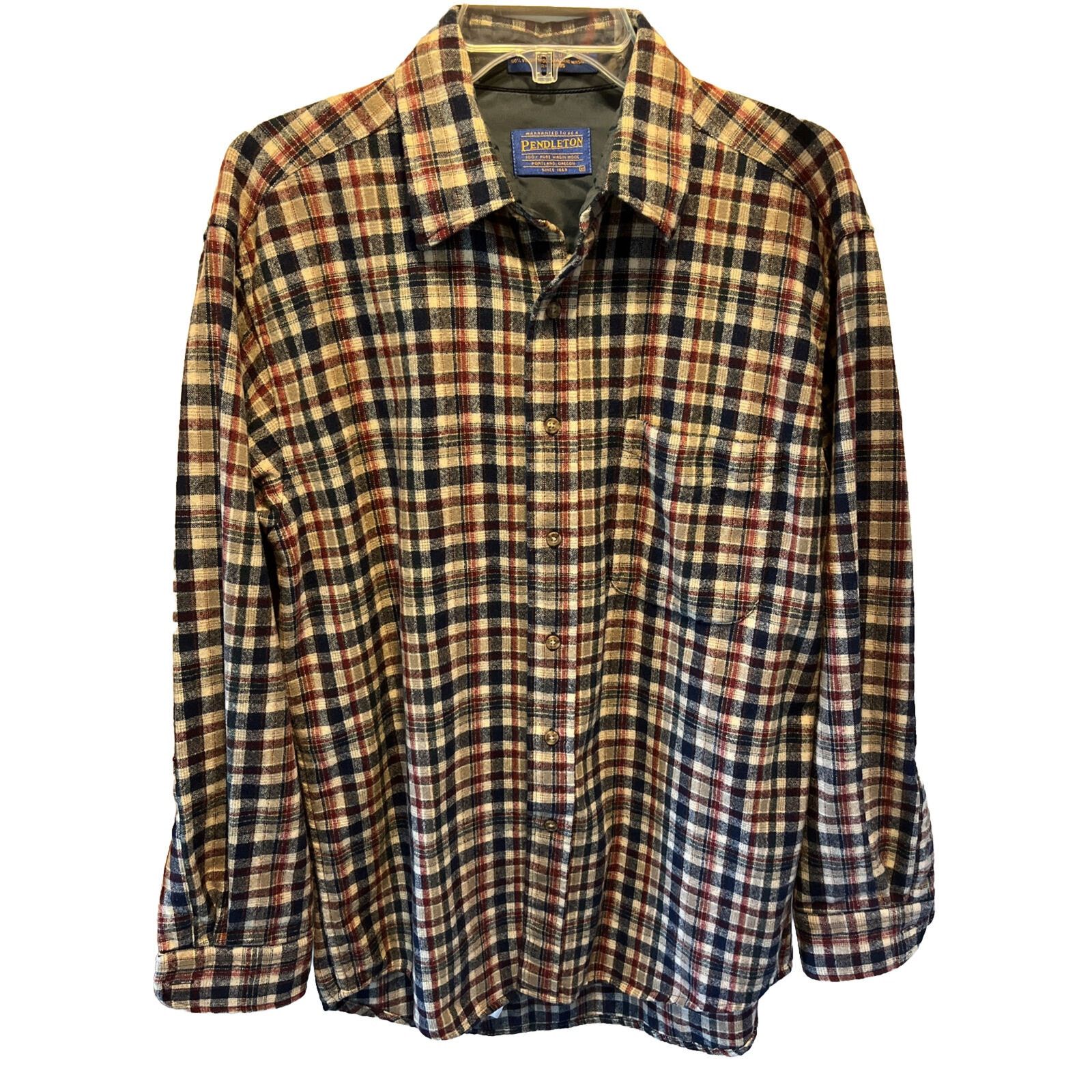 Pendleton Pendleton Mens M Red White Blue Check Button Down Wool Shirt Size US M / EU 48-50 / 2 - 1 Thumbnail