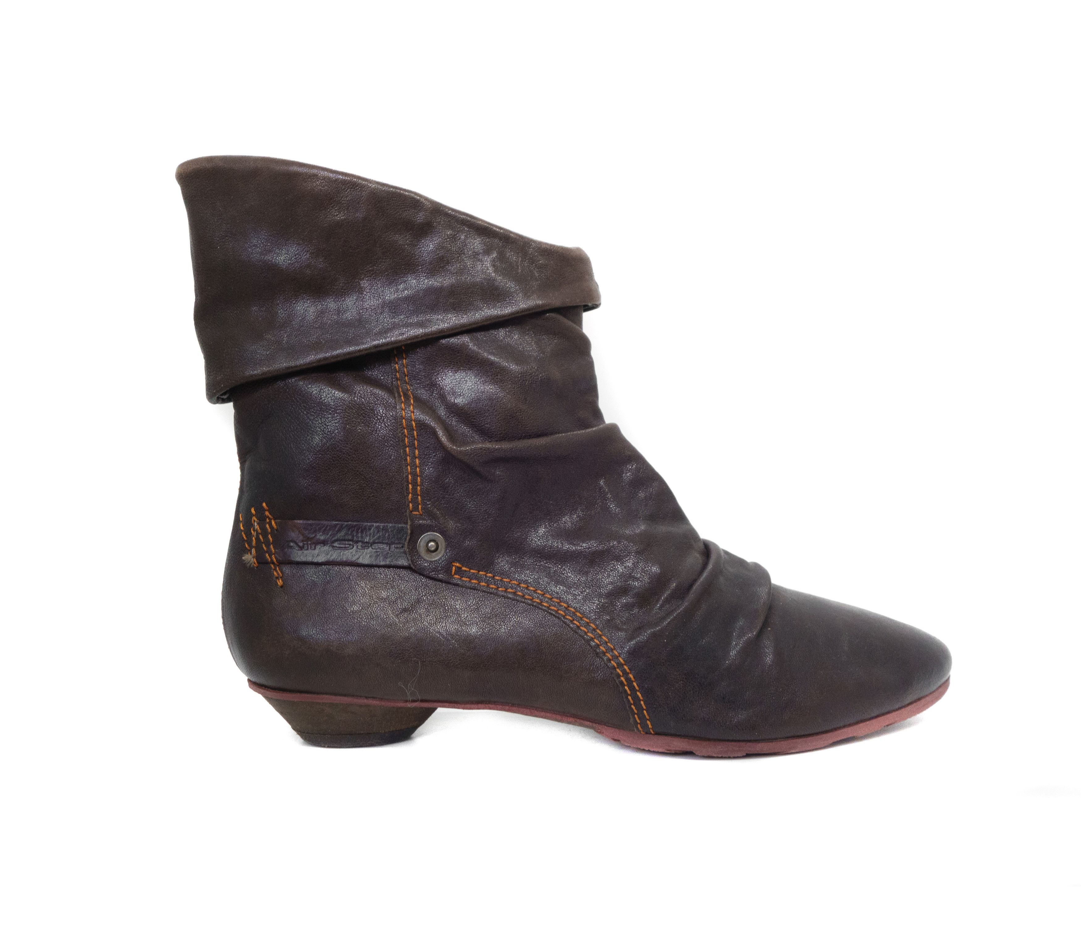 A.S.98 00s Airstep Leather Slouch Cossacks Ankle Zip Grunge Boots Size US 8 / IT 38 - 1 Thumbnail
