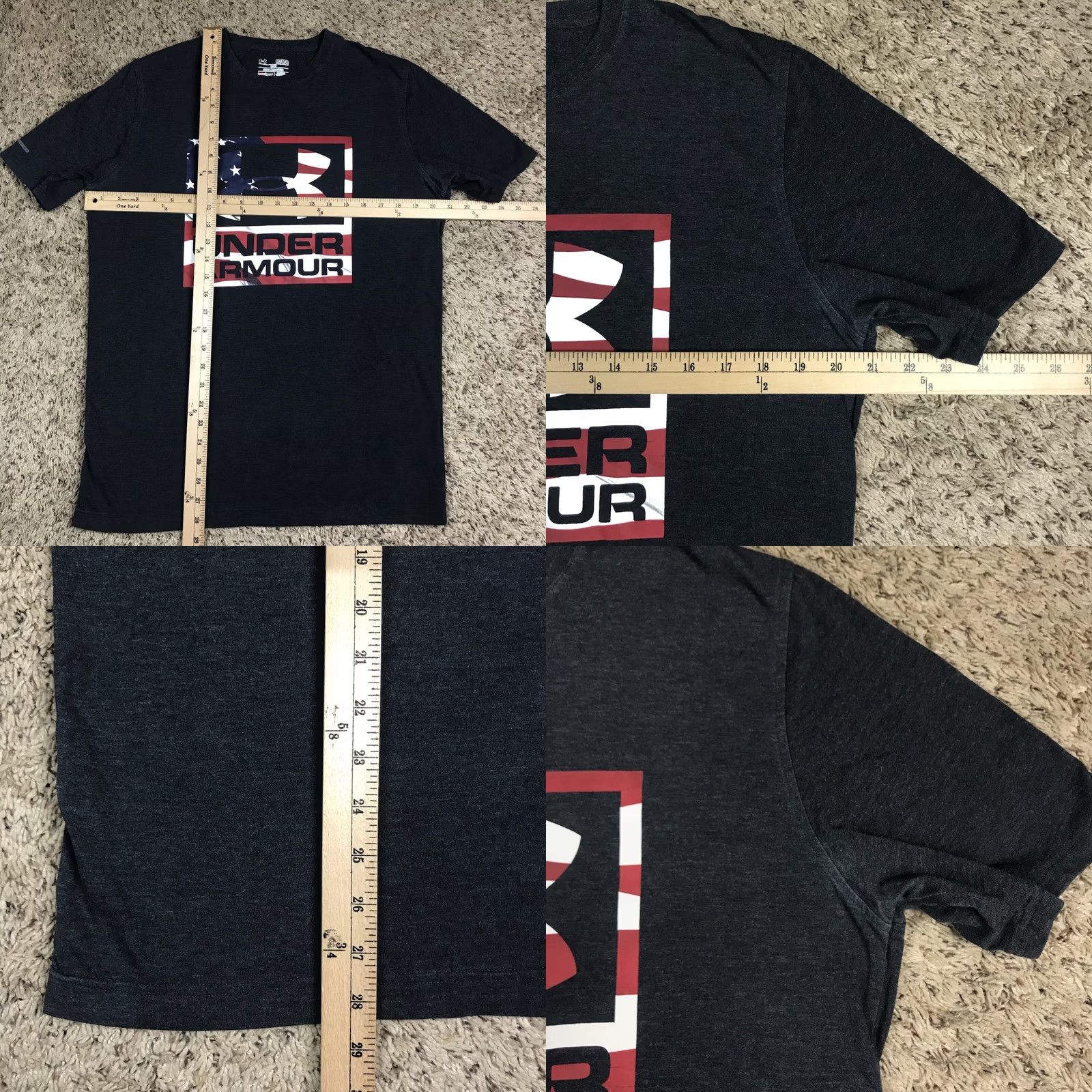 Under Armour Under Armour Heat Gear American Flag T Shirt Men's Medium Gray Activewear Loose Fit Size US M / EU 48-50 / 2 - 8 Thumbnail