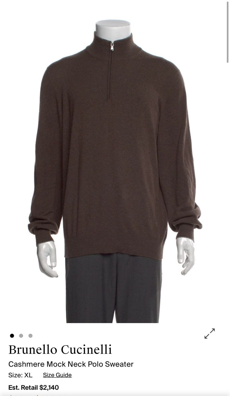 Brunello Cucinelli Brunello Cucinelli Cashmere Quarter Zip Size US XL / EU 56 / 4 - 5 Thumbnail