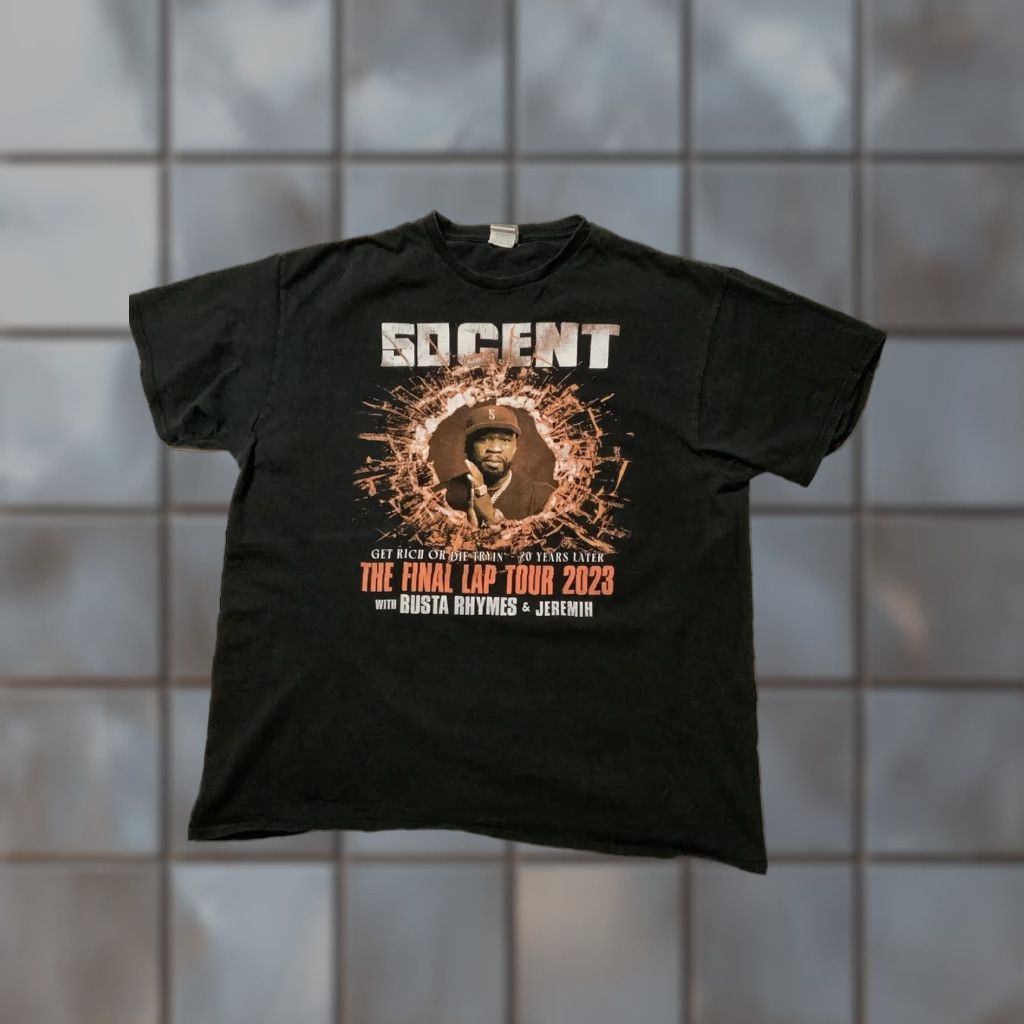 Delta 50 Cent Get Rich Or Die Tryin Final Lap Tour 23’ Busta Rhymes Hip Hop T-Shirt XL Men Black Delta Pro Weight Tag Size US XL / EU 56 / 4 - 1 Thumbnail