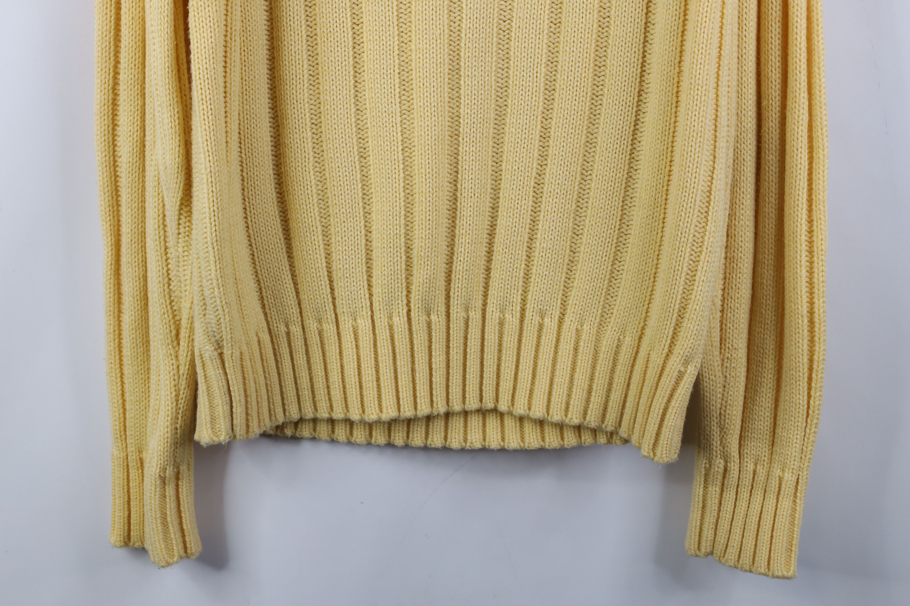 Vintage Vintage 70s Streetwear Cable Knit Fisherman Sweater Yellow Size L / US 10 / IT 46 - 9 Thumbnail