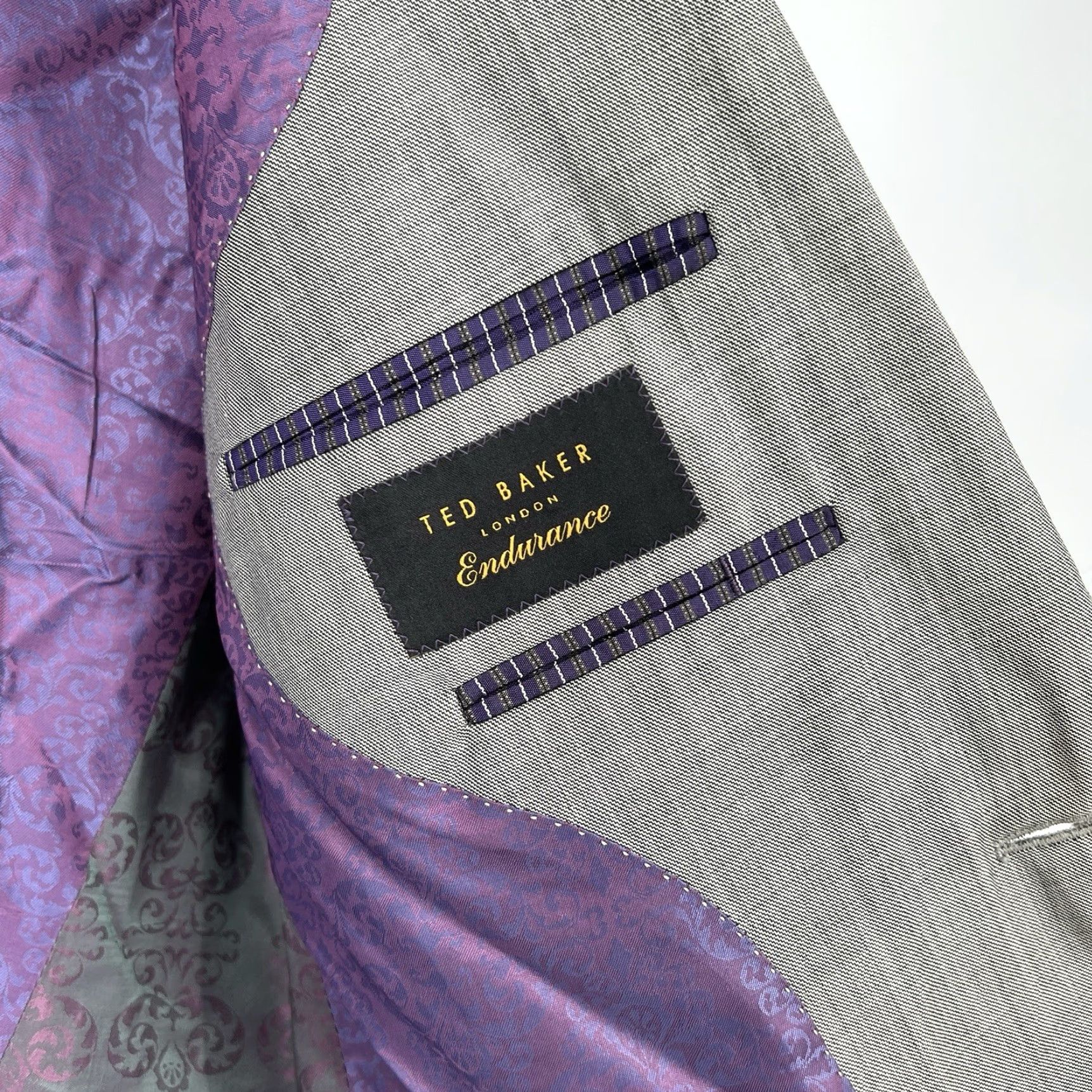 Ted Baker Ted Baker London Endurance Gray Wool Blazer Mens 42L Solid Jacket Size 42R - 3 Thumbnail