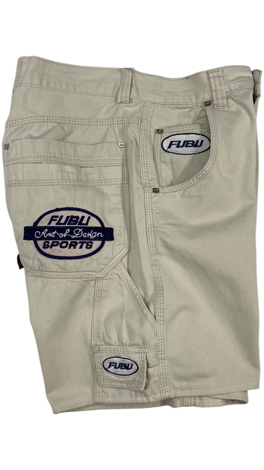 Fubu LASTDROP🔥Vintage 90s Fubu Rap Hip Hop Cargo Carpenter Shorts Size US 29 - 3 Thumbnail