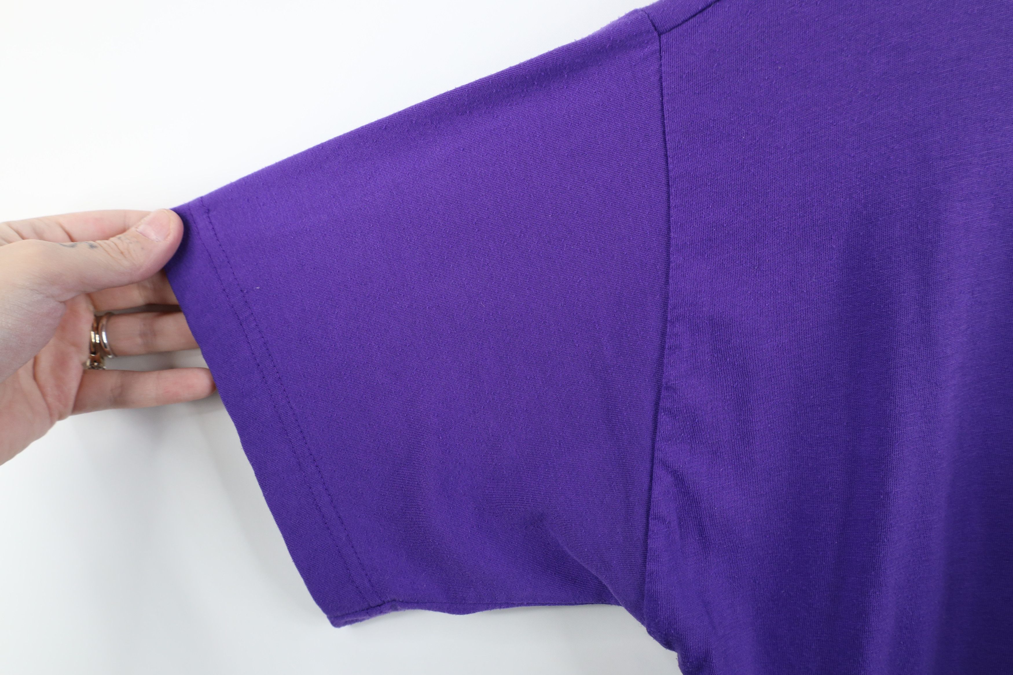 Vintage Vintage 90s Streetwear Blank Knit Pocket T-Shirt Purple Size L / US 10 / IT 46 - 7 Thumbnail