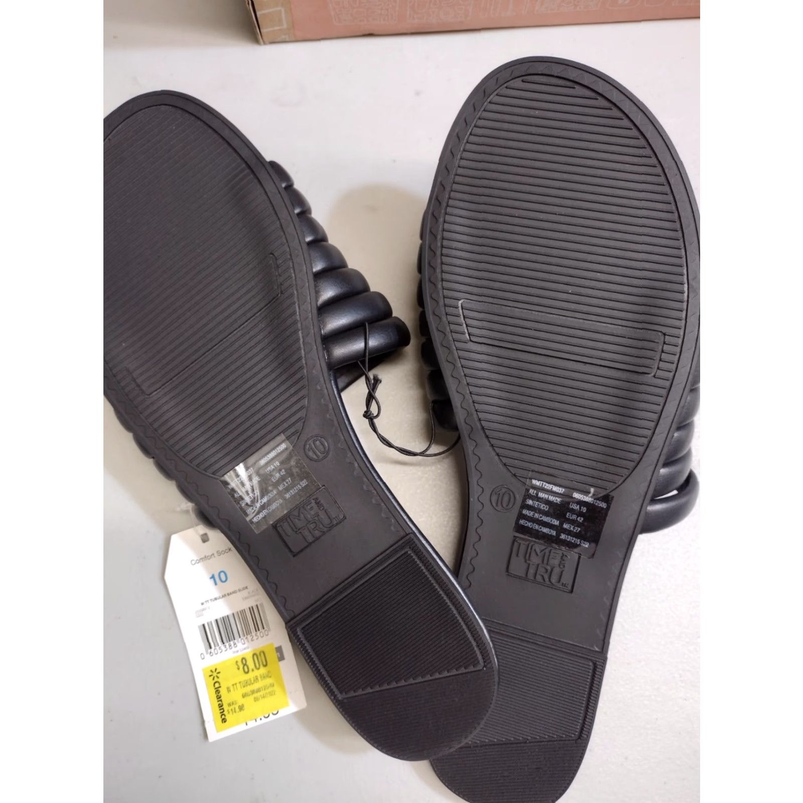 Vintage Time and Tru Women's Black Multi-Band Slide Flat Sandals Memory Foam Size 10 Size US 10 / IT 40 - 5 Thumbnail