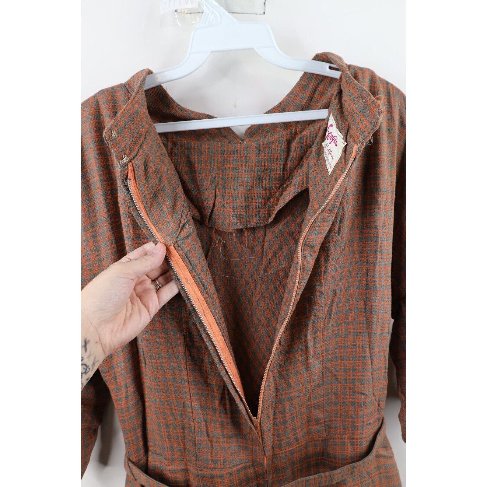 Vintage Vintage 50s 60s Rockabilly Wool Tweed Belted Dress Size M / US 6-8 / IT 42-44 - 14 Thumbnail