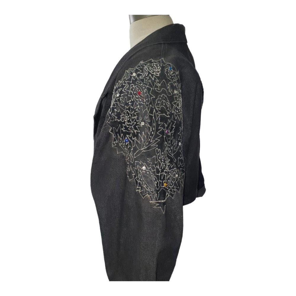 Designer CT125a Ladies Vintage Denim Black Washed Cropped Jacket-Lg Size L / US 10 / IT 46 - 5 Thumbnail