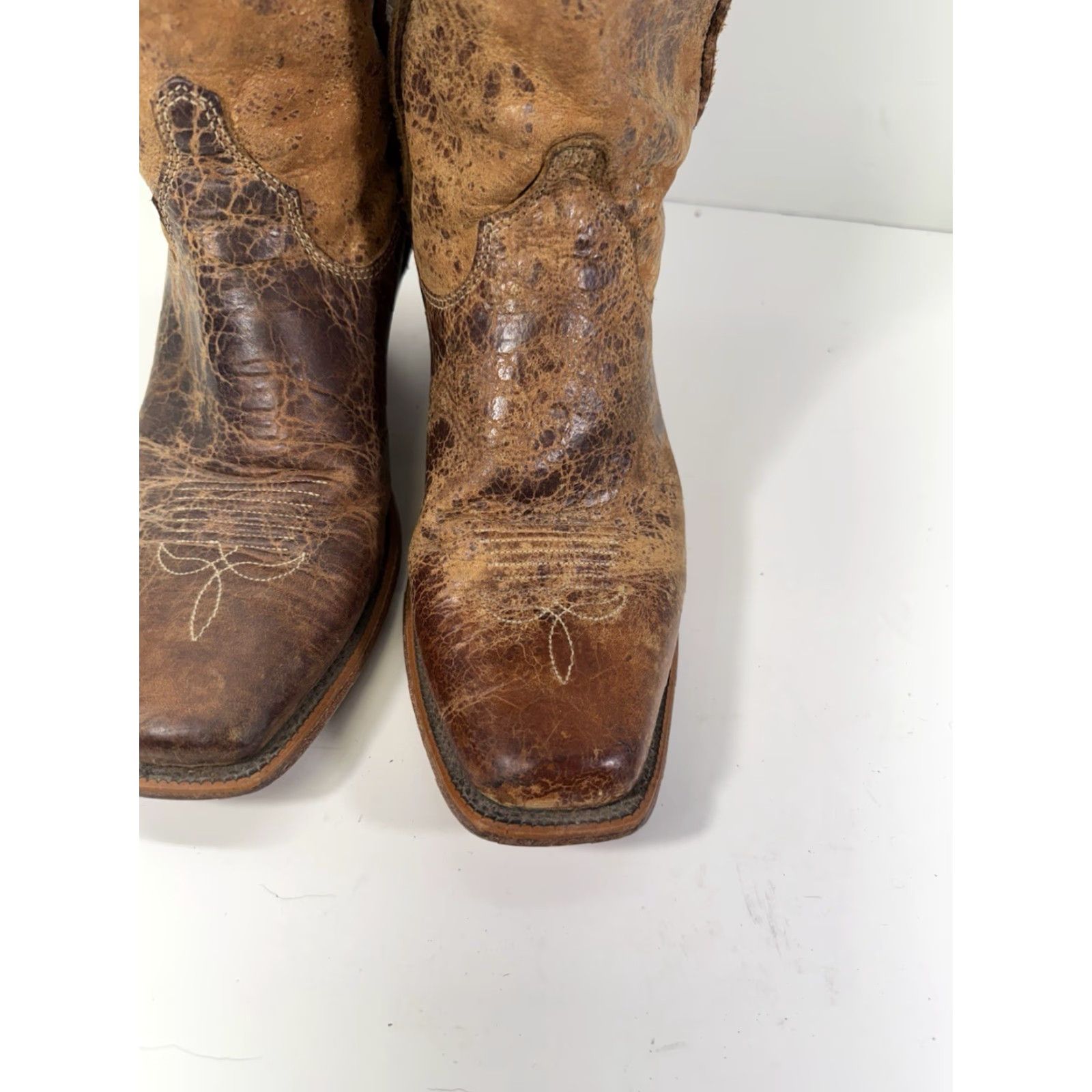Justin Boots Justin Bent Rail Wildwood Boots Women 10 B Brown Leather Crackled Western BRL122 Size US 10 / IT 40 - 4 Thumbnail