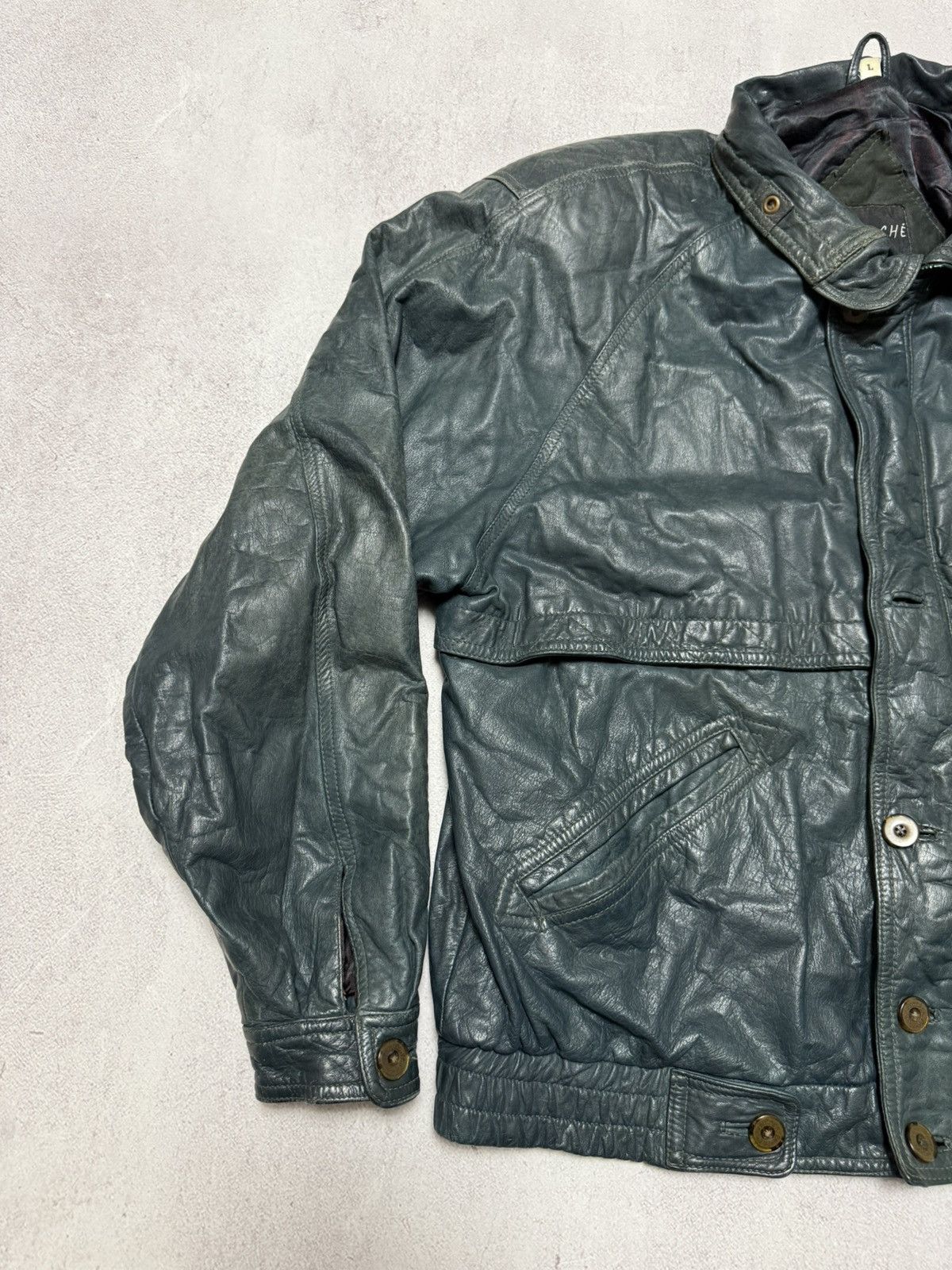Japanese Brand × Vintage Vintage Leather Jacket Bomber Baggy Amazing Colour Y2K 90s Size US L / EU 52-54 / 3 - 2 Thumbnail