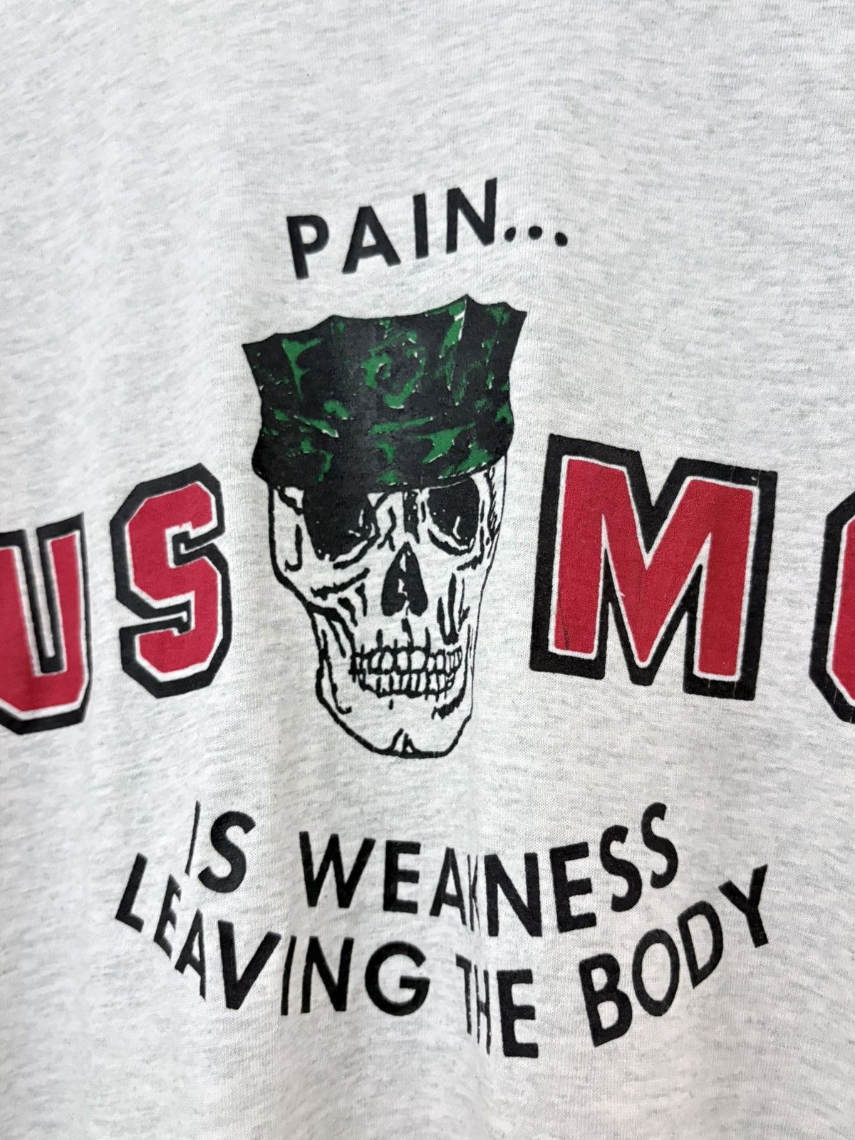 Vintage 80’s USMC Pain is Weakness Vintage World War Tee Shirt Size US L / EU 52-54 / 3 - 3 Thumbnail