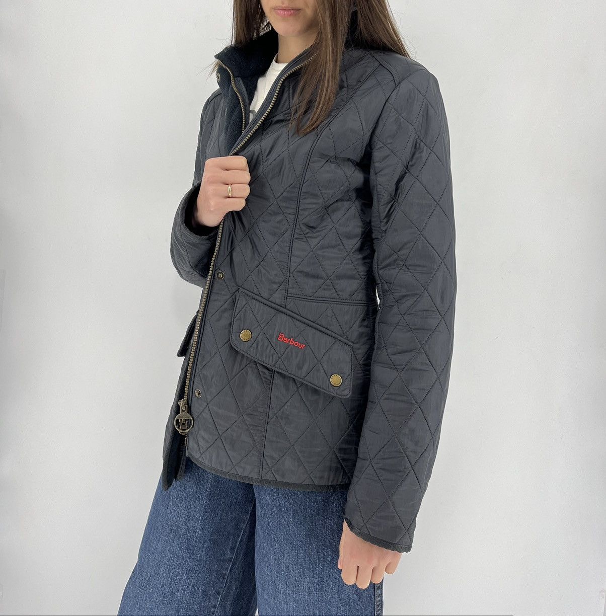 Barbour × Vintage Barbour Flyweight Cavalry Women's Quilted Navy Zip Jacket Size M / US 6-8 / IT 42-44 - 2 Thumbnail