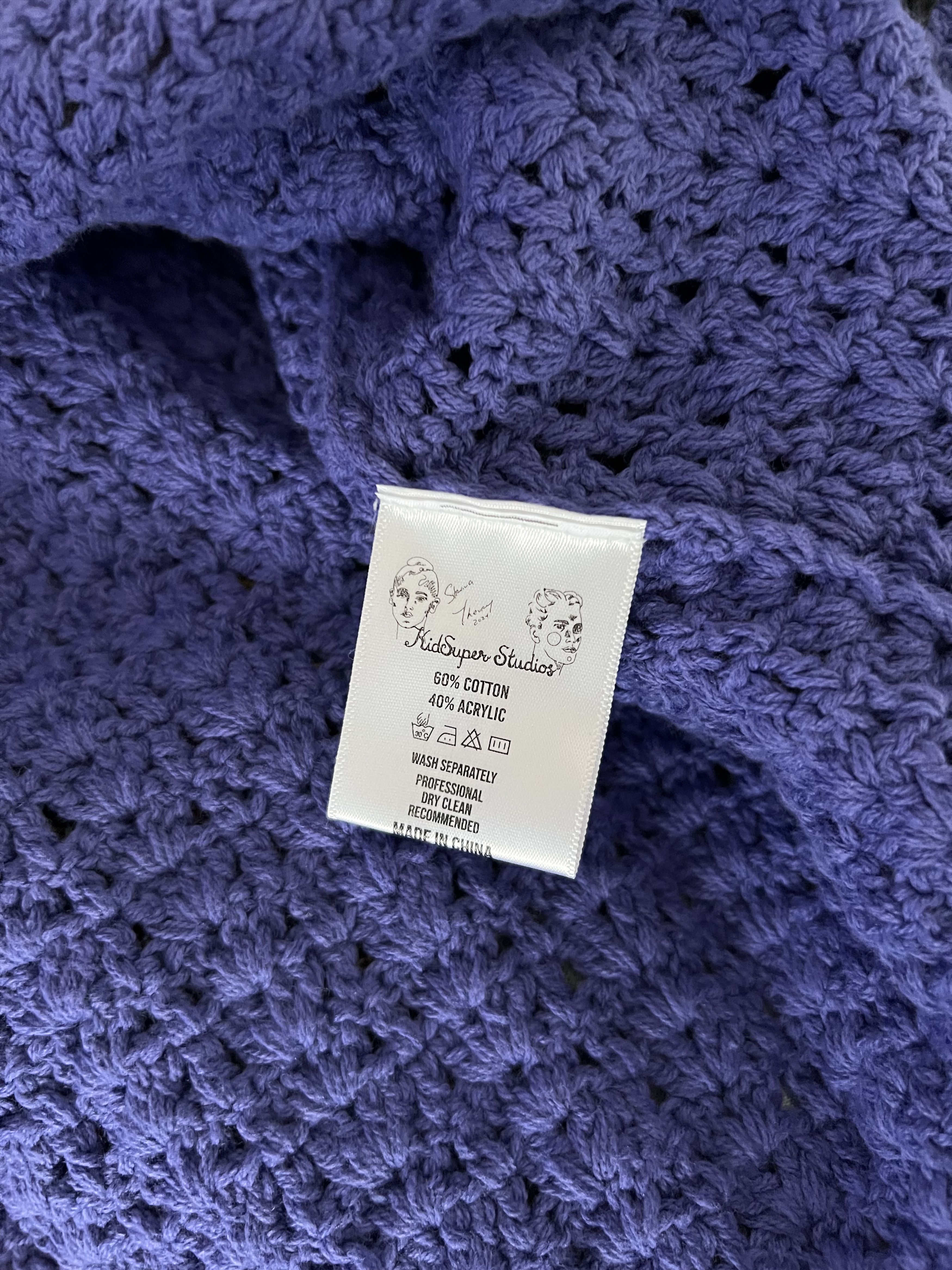 KidSuper Kidsuper Studios Long Sleeve Crochet Sweater in Purple Size US M / EU 48-50 / 2 - 10 Thumbnail