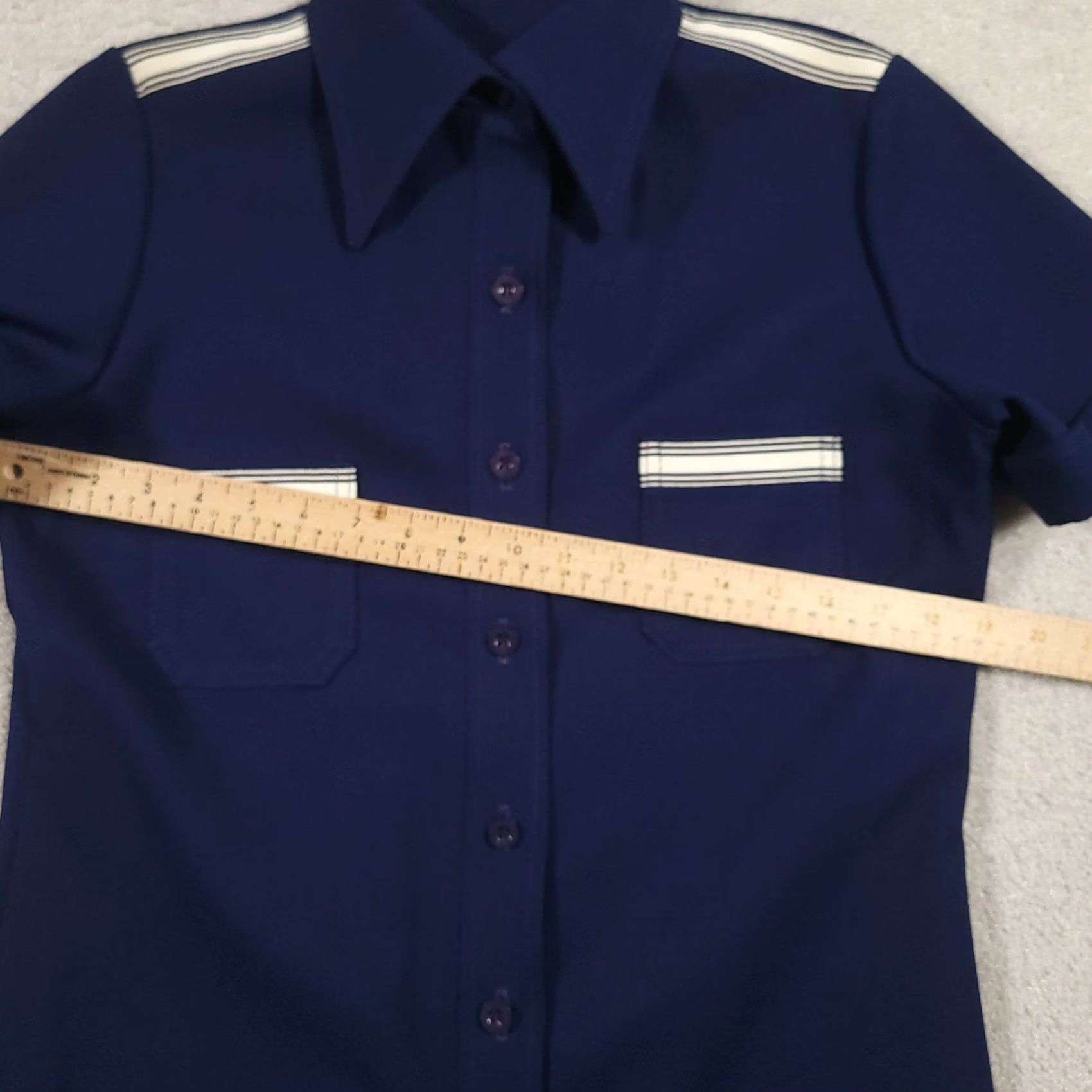 Jantzen VINTAGE Jantzen Top Shirt Womens 12 Blue Button Up Short Sleeve 70s Size XL / US 12-14 / IT 48-50 - 3 Thumbnail