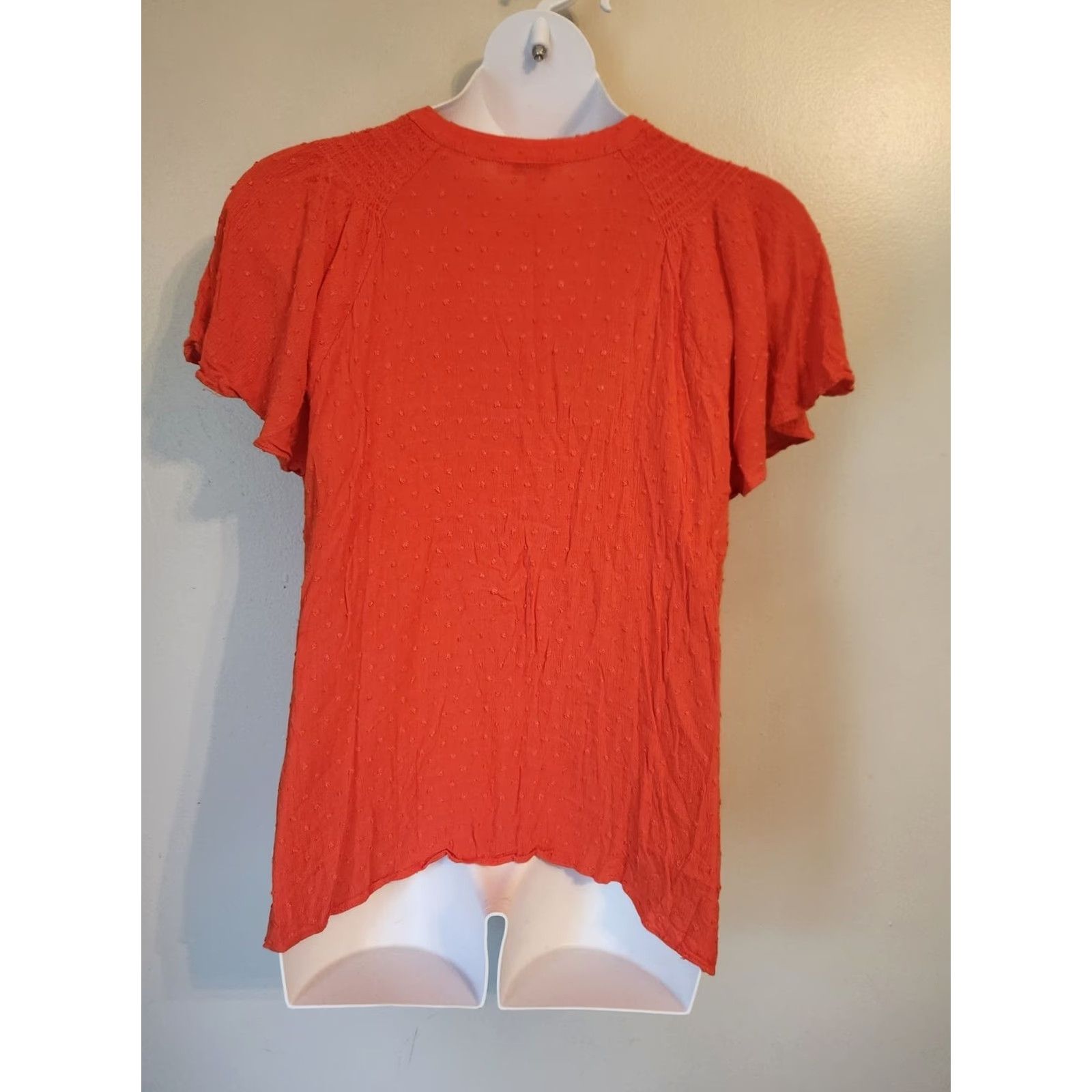 Vintage VINTAGE: No Rose & Olive Orange Flutter Sleeve Smocked Trim Swiss Dot Top 3X Shirt Women 3X Orange Flutter Sleeve Blouse 3X Rose & Olive Womens Pink? Size XXL / US 16-18 / IT 52-54 - 6 Thumbnail