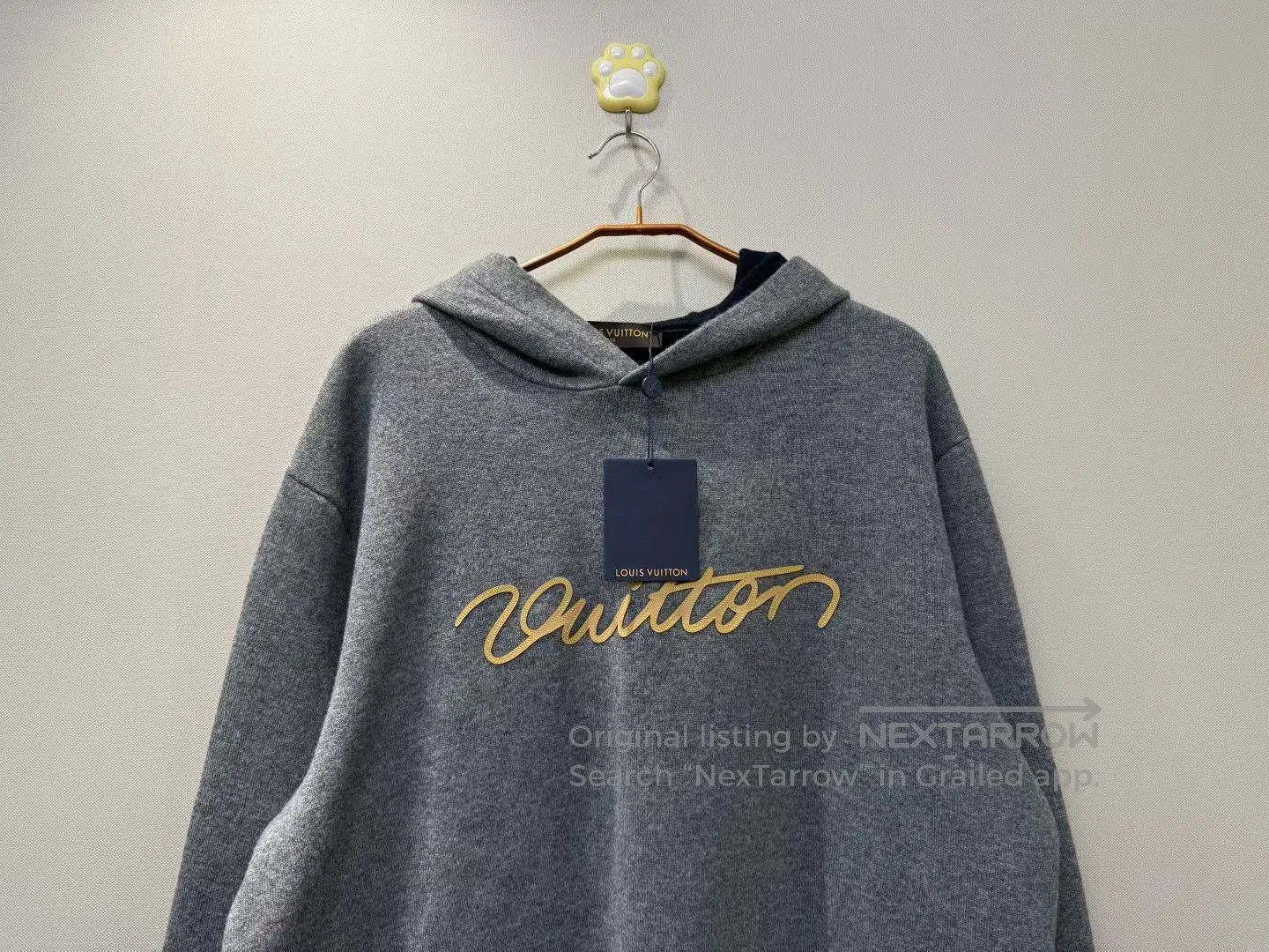 Louis Vuitton Louis Vuitton Grey Leather Patch Letter Cashmere Hoodie| Size US XXL / EU 58 / 5 - 2 Thumbnail