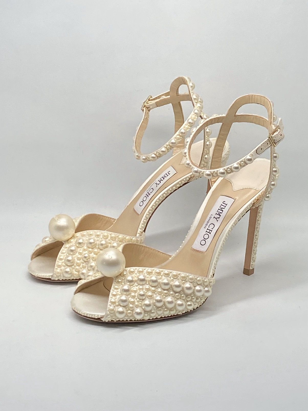 Jimmy Choo Jimmy Choo Sacora 100MM Pearl-Embellished Sandals size 38 Size US 8 / IT 38 - 10 Thumbnail