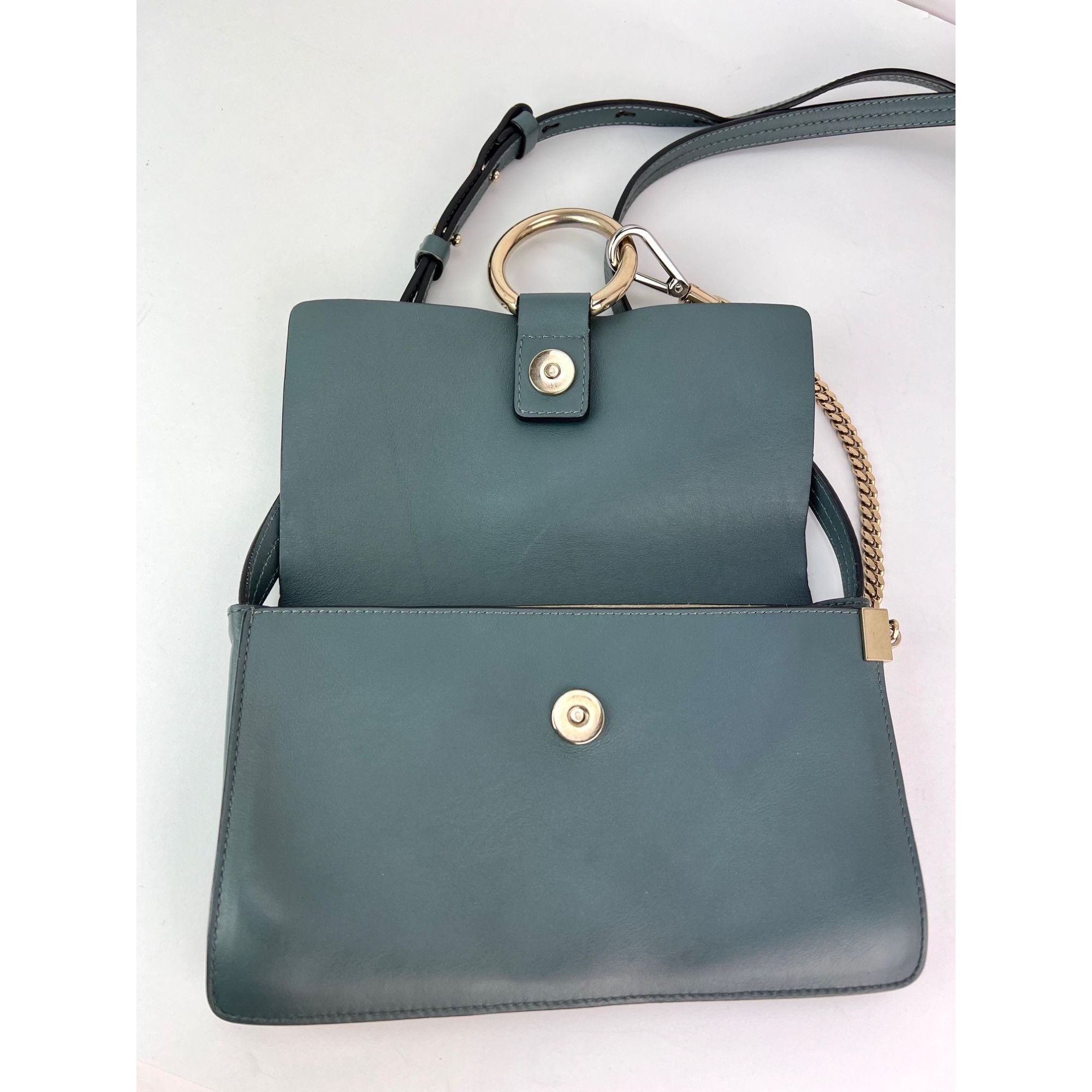 Chloe Chloe Faye Chain Suede Leather Gray Blue Crossbody Bag Size ONE SIZE - 10 Thumbnail