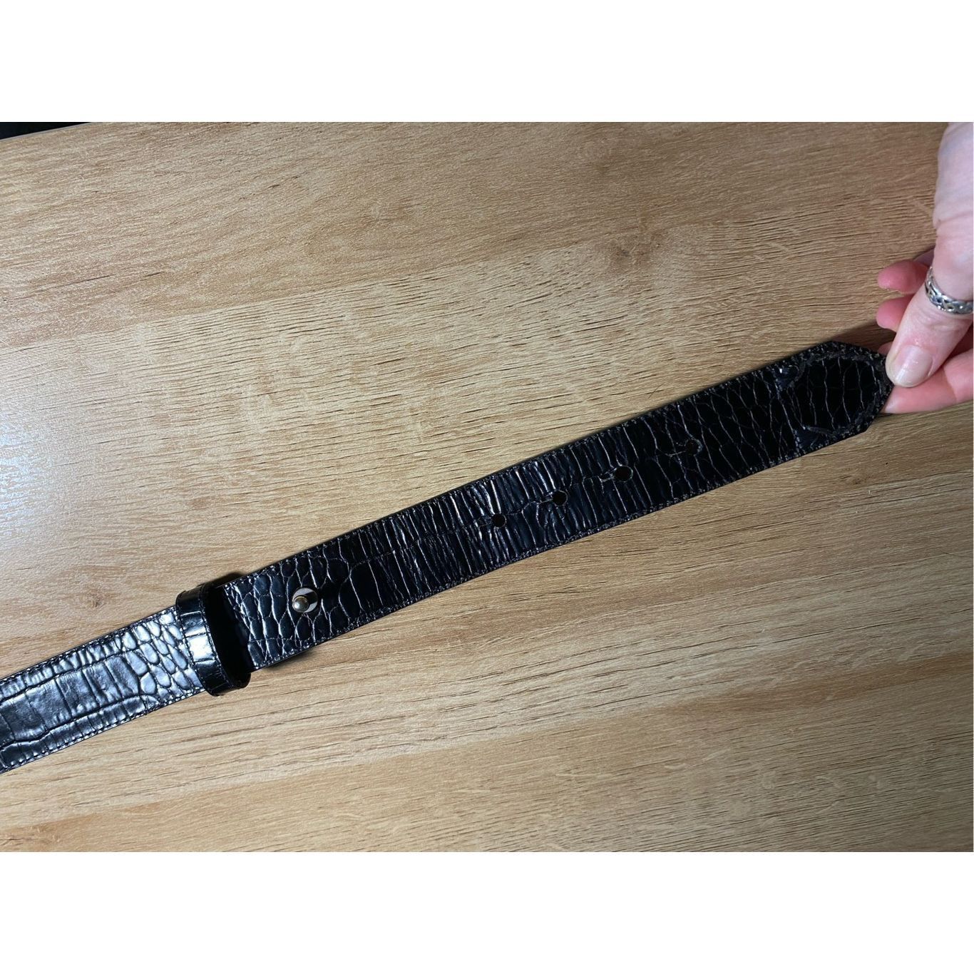 Other Belt - Black Leather-feel Silver Buckle Belt Size ONE SIZE - 3 Thumbnail