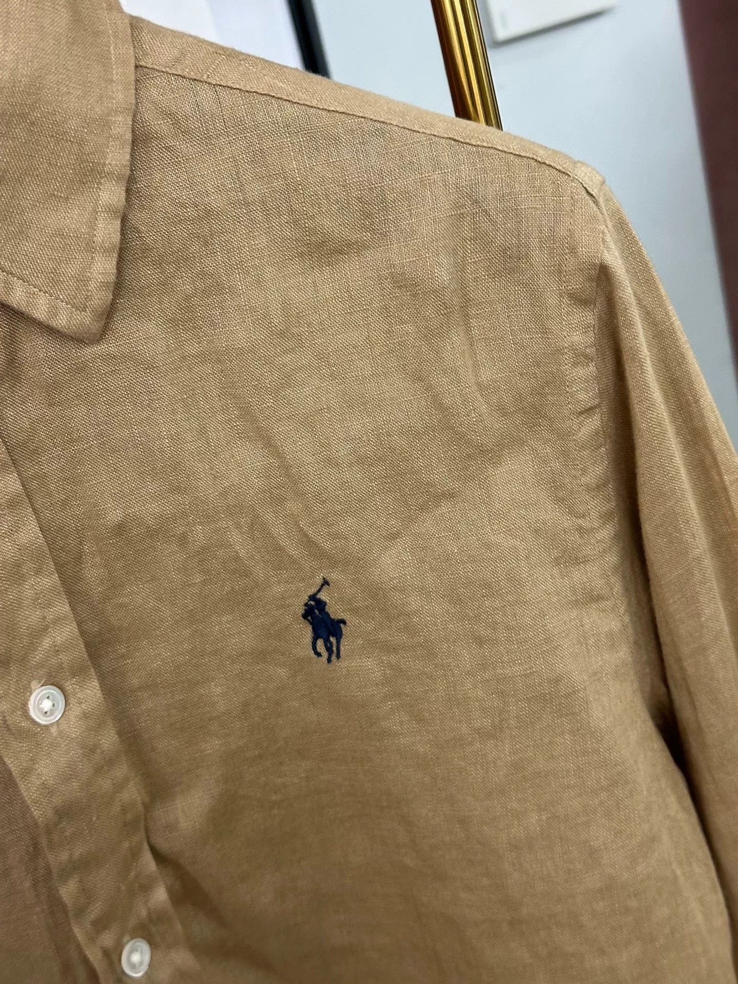 Polo Ralph Lauren Polo Ralph Lauren Khaki Linen Long Sleeve Shirt Size US XS / EU 42 / 0 - 2 Thumbnail
