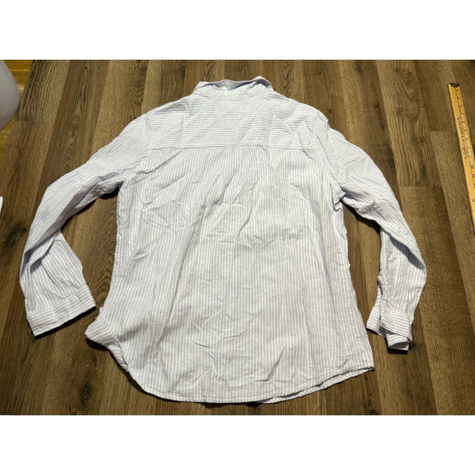 Vintage Sigrid Olsen Shirt Women's XL White Blue Striped Long Sleeve Button Up Size XL / US 12-14 / IT 48-50 - 2 Thumbnail