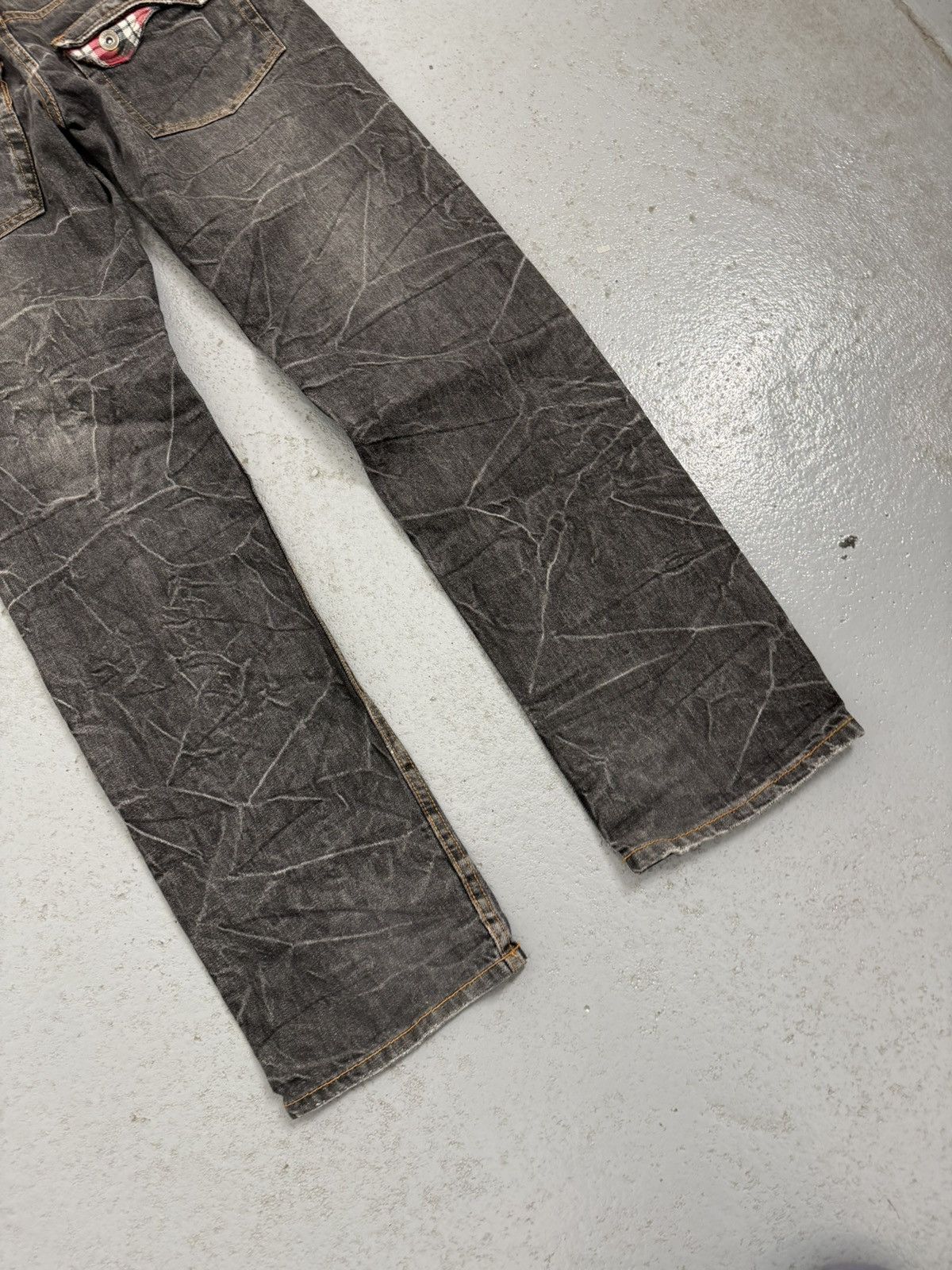 Japanese Brand Nylaus Japanese Double Waisted Washed Raw Jeans Size US 32 / EU 48 - 12 Thumbnail