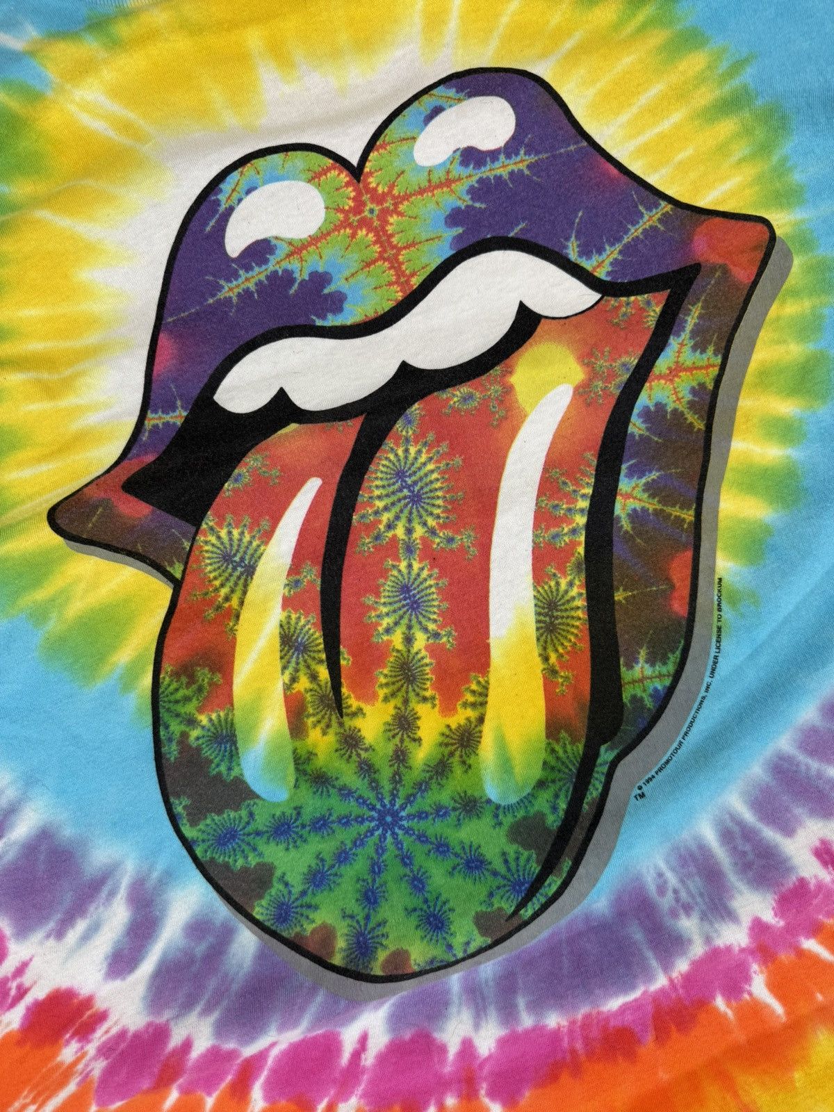 Band Tees × Vintage Vintage 1994 The Rolling Stones tongue rainbow tie dye tee Size US XL / EU 56 / 4 - 9 Thumbnail