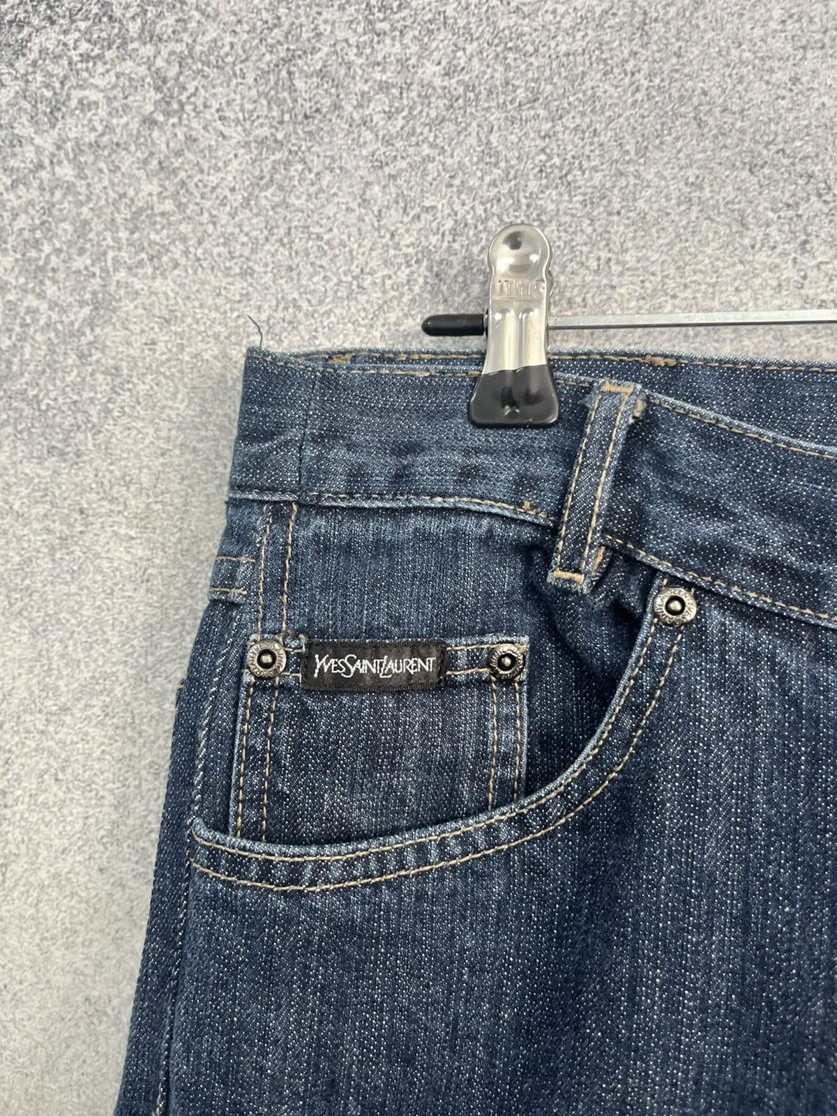 Yves Saint Laurent Vintage Yves Saint Lauren Big Logo Distressed Jeans YSL Size US 32 / EU 48 - 10 Thumbnail