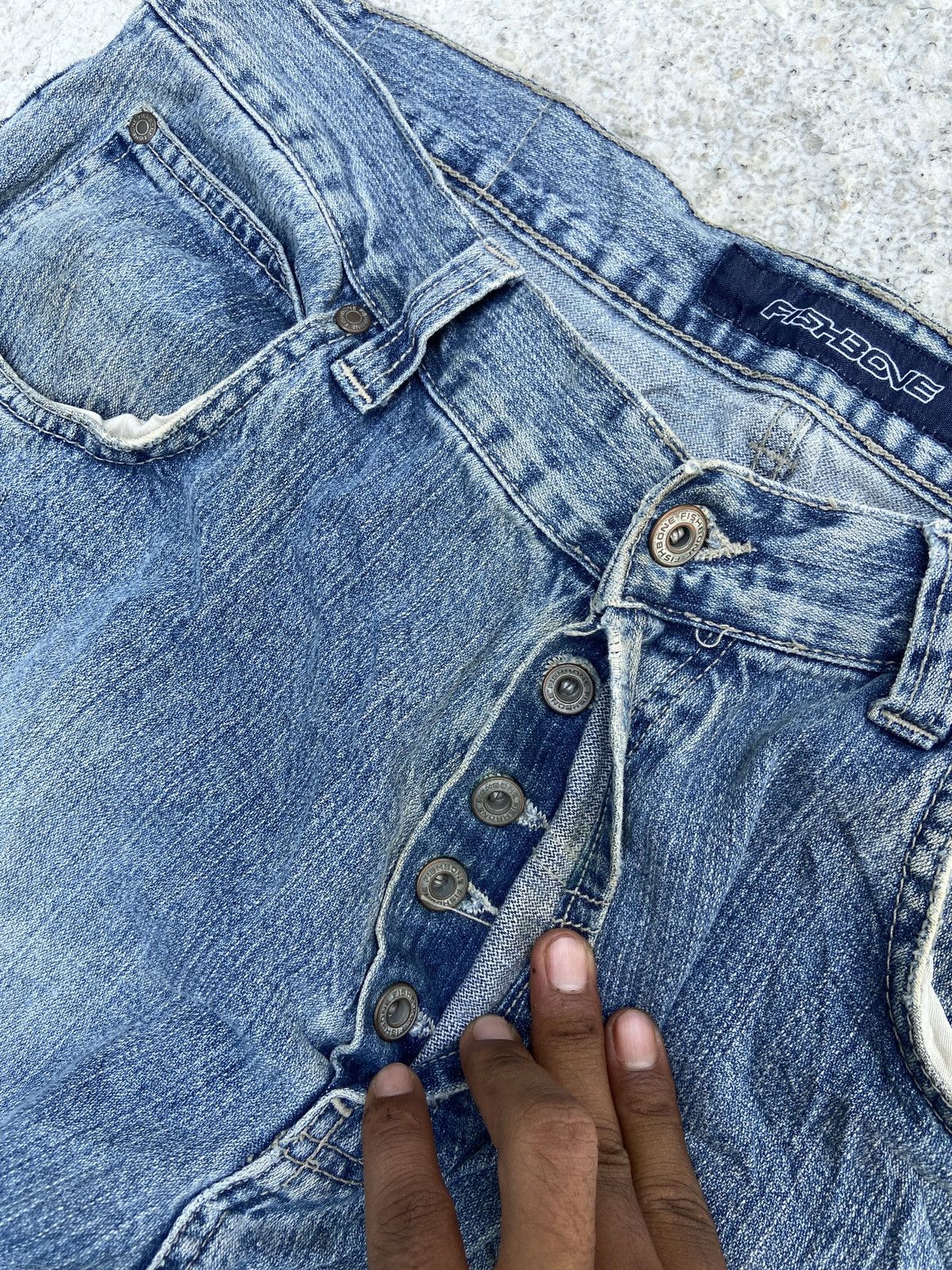 Hysteric Glamour × Japanese Brand × Vintage Flare Baggy Fishbone Denim Size US 37 - 6 Thumbnail