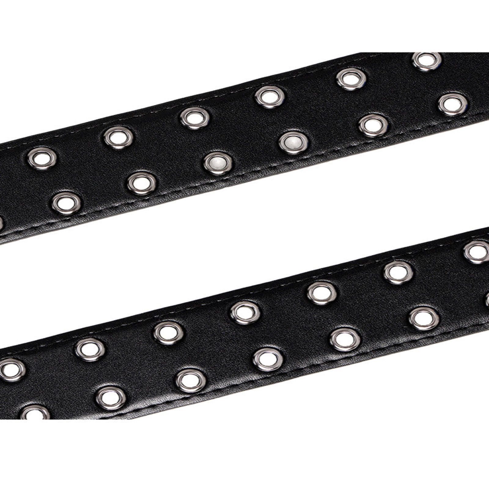 Leather Black Studded Belt with Decorative Buckle Size ONE SIZE - 8 Thumbnail