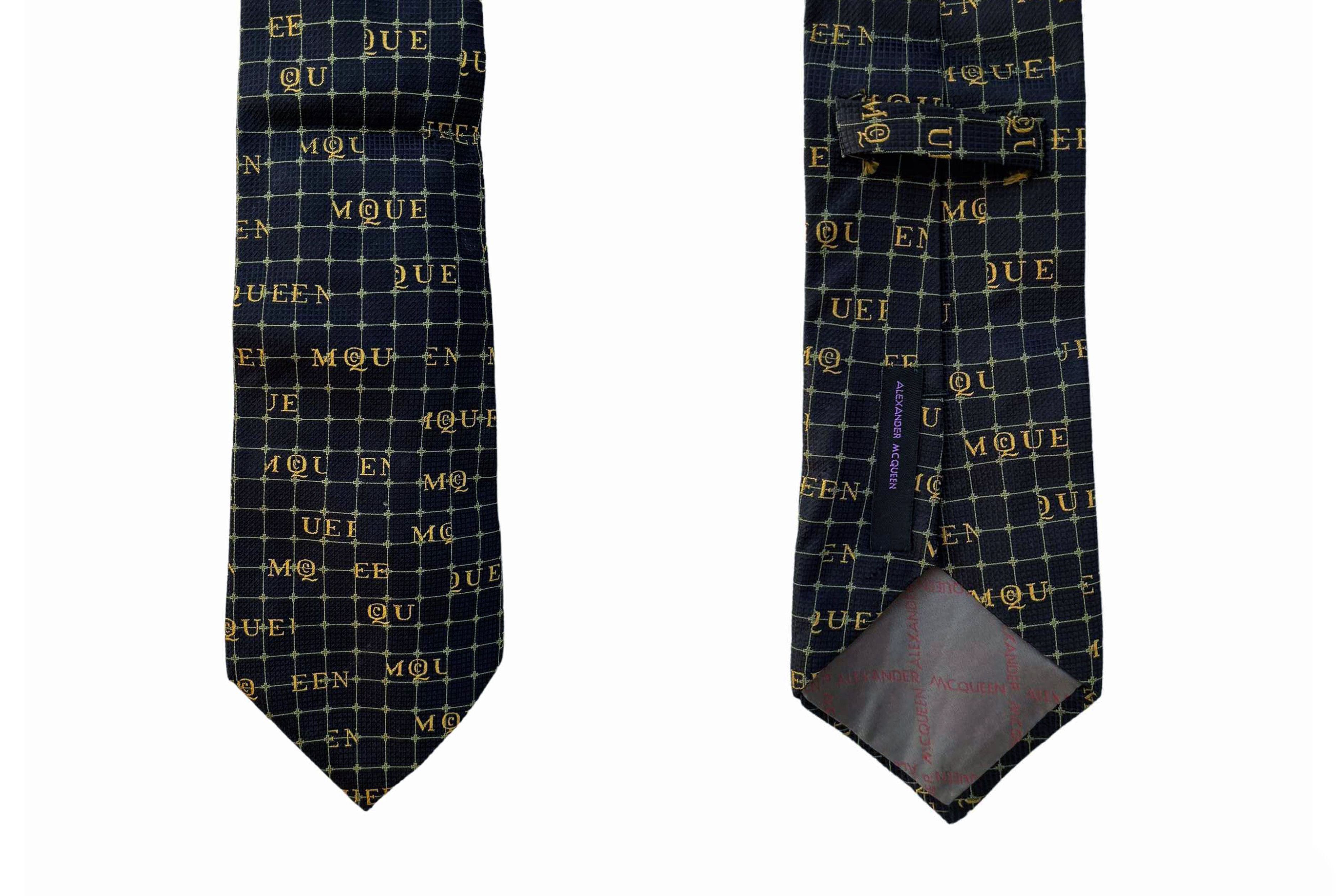 Alexander McQueen ALEXANDER MCQUEEN Monogrammed logo printed silk Necktie Size ONE SIZE - 7 Thumbnail