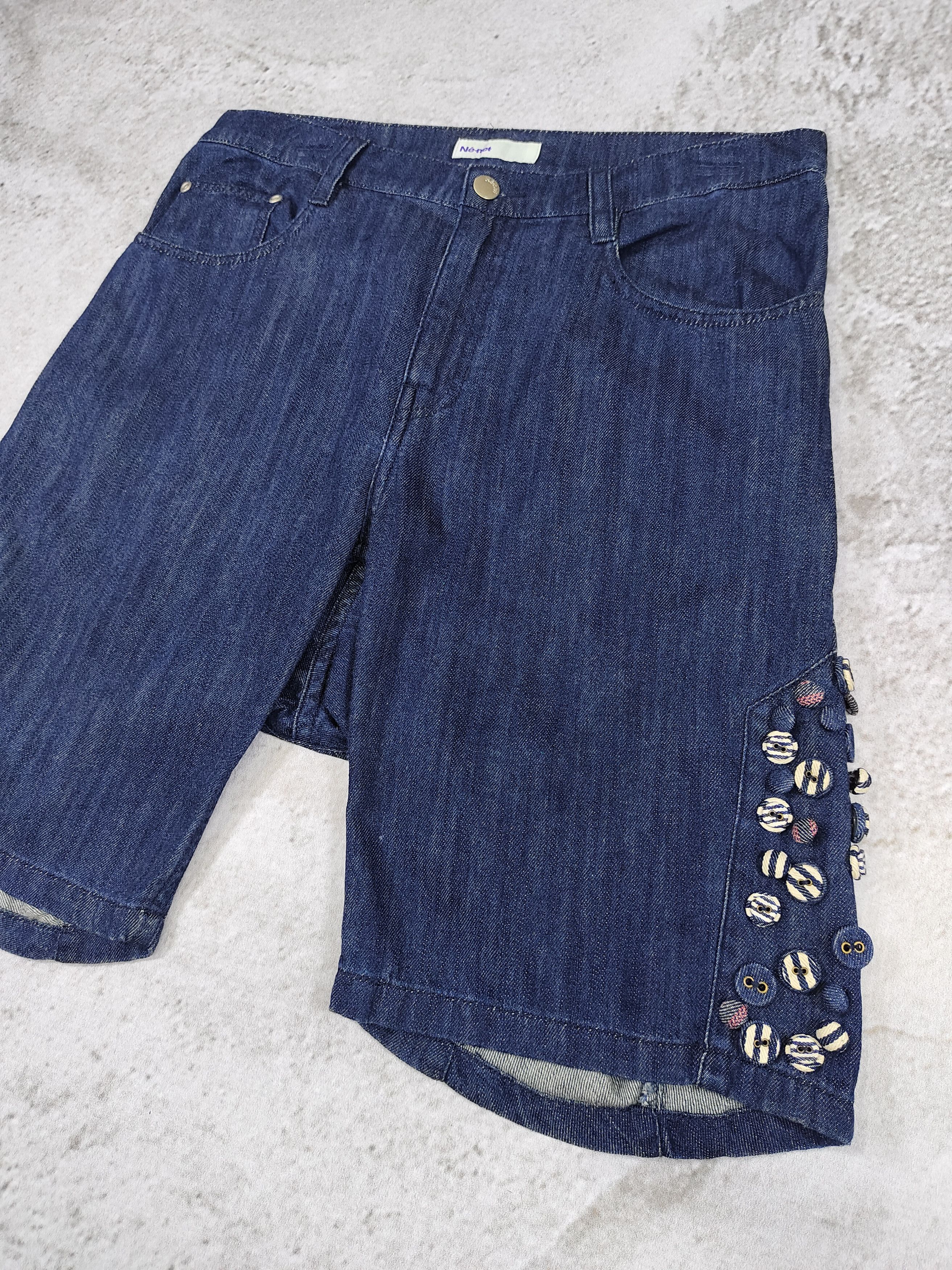 Ne-Net 00s Ne-Net🇯🇵 By Issey Co Buttons Drop Crotch Denim Short Size 32" / US 10 / IT 46 - 3 Thumbnail