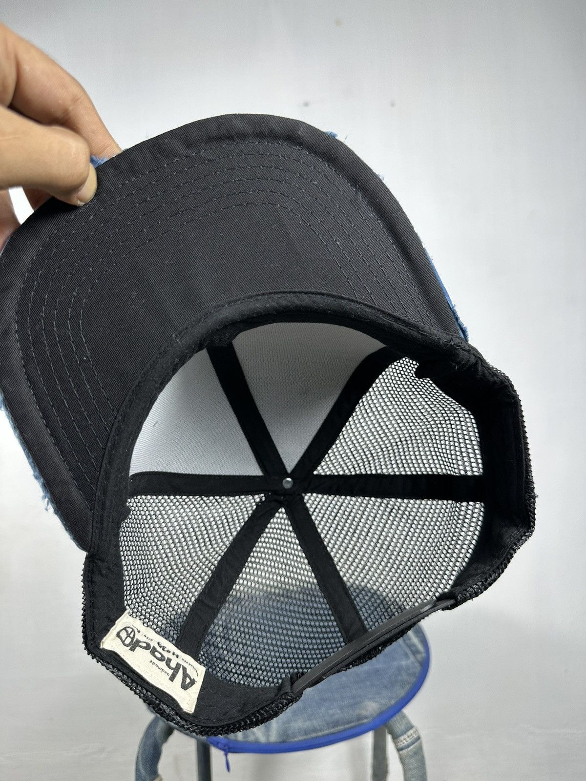 Handmade Custom Made Distressed Patchwork Boro Trucker hats Size ONE SIZE - 4 Thumbnail