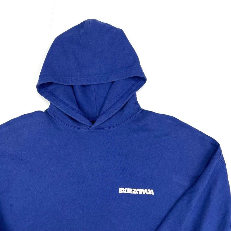Balenciaga Balenciaga Blue embroidery inverted lettering hooded sweat Size US M / EU 48-50 / 2 - 5 Thumbnail