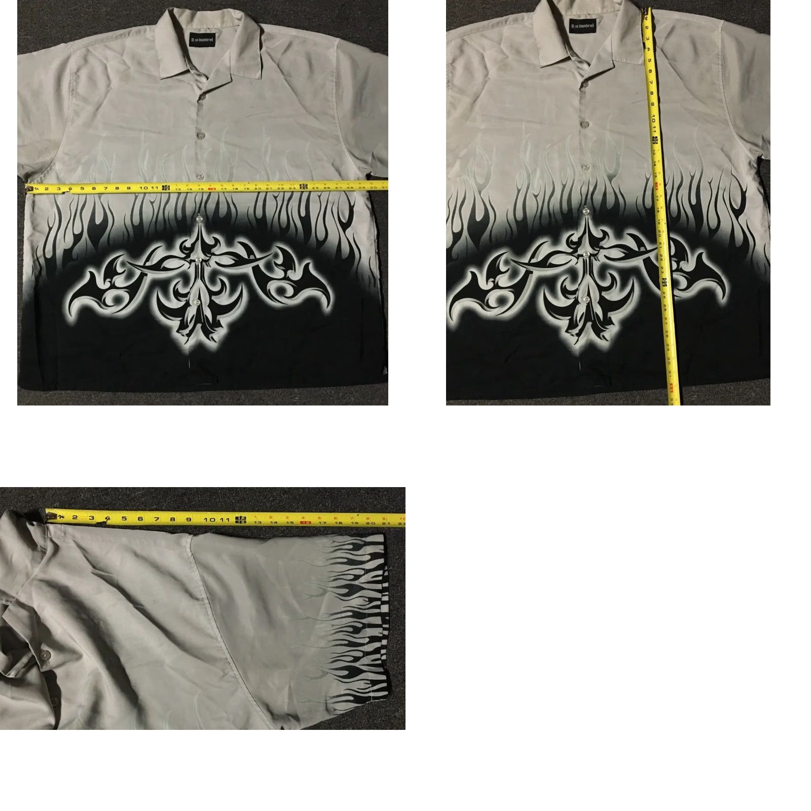 Vintage VINTAGE All Over Print Shirt XXXL Flame Button Down Shirt Men 3XL Gray 80s 90s Grunge Punk Skate Surf Harley Motorcycle USA USA Size US XXL / EU 58 / 5 - 9 Thumbnail
