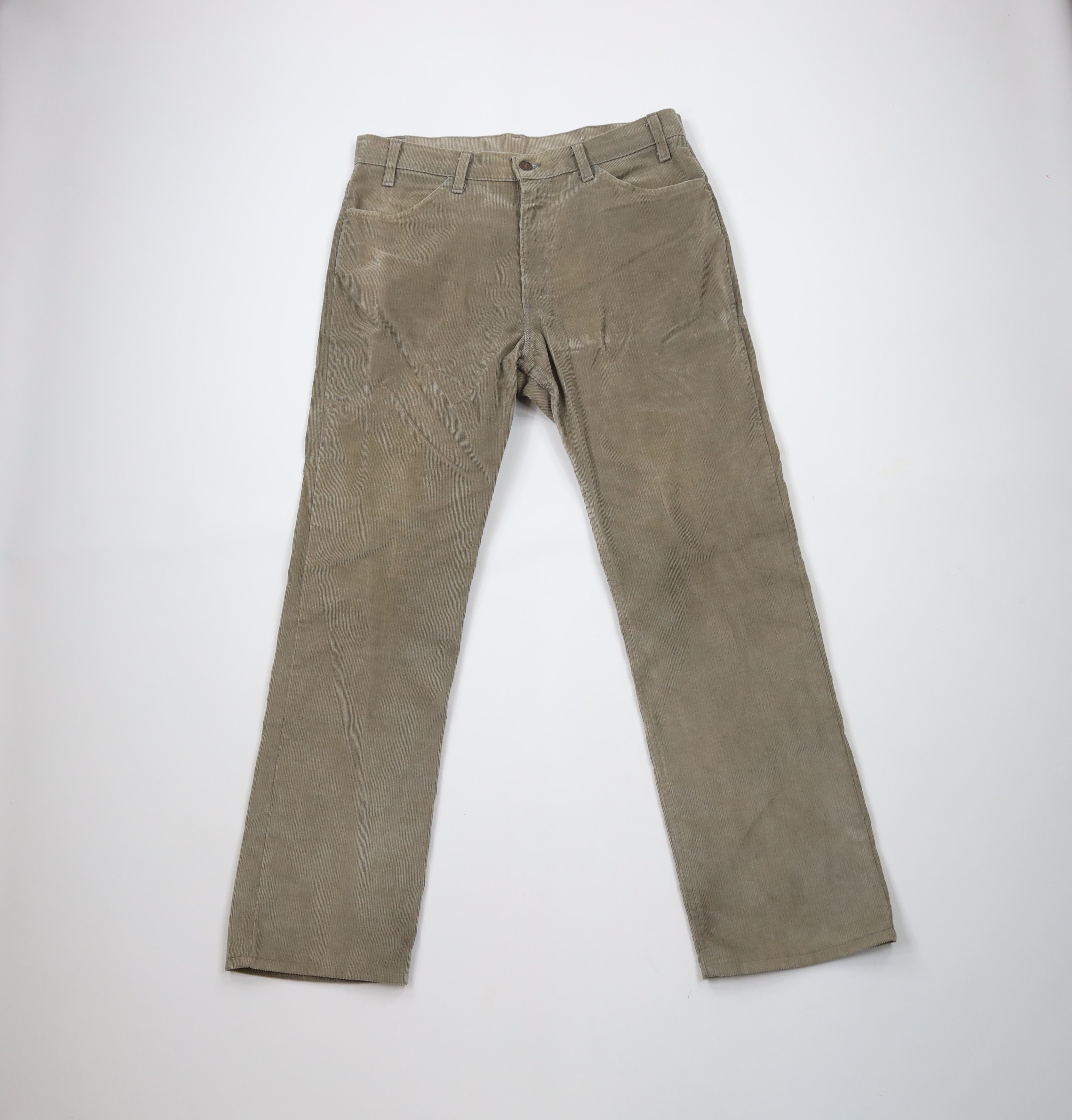 Vintage 80s Levis Flared Corduroy Chino Pants Gray USA