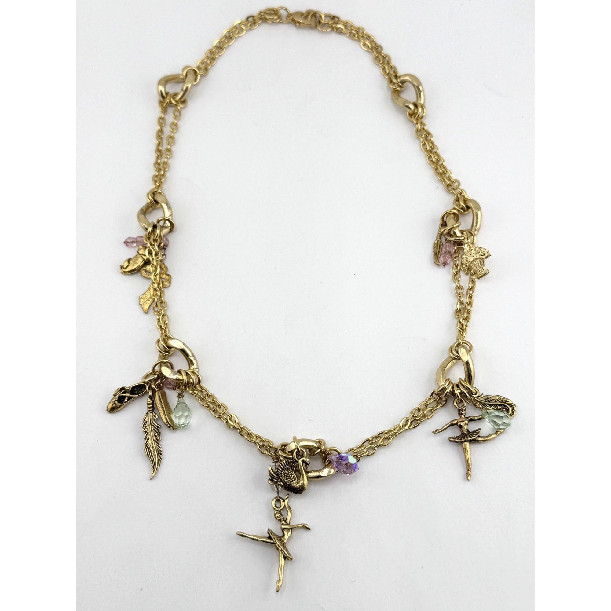Vintage Vintage crystal charm necklace Ballerina, Feather, Shoes, Fl Size ONE SIZE - 1 Thumbnail