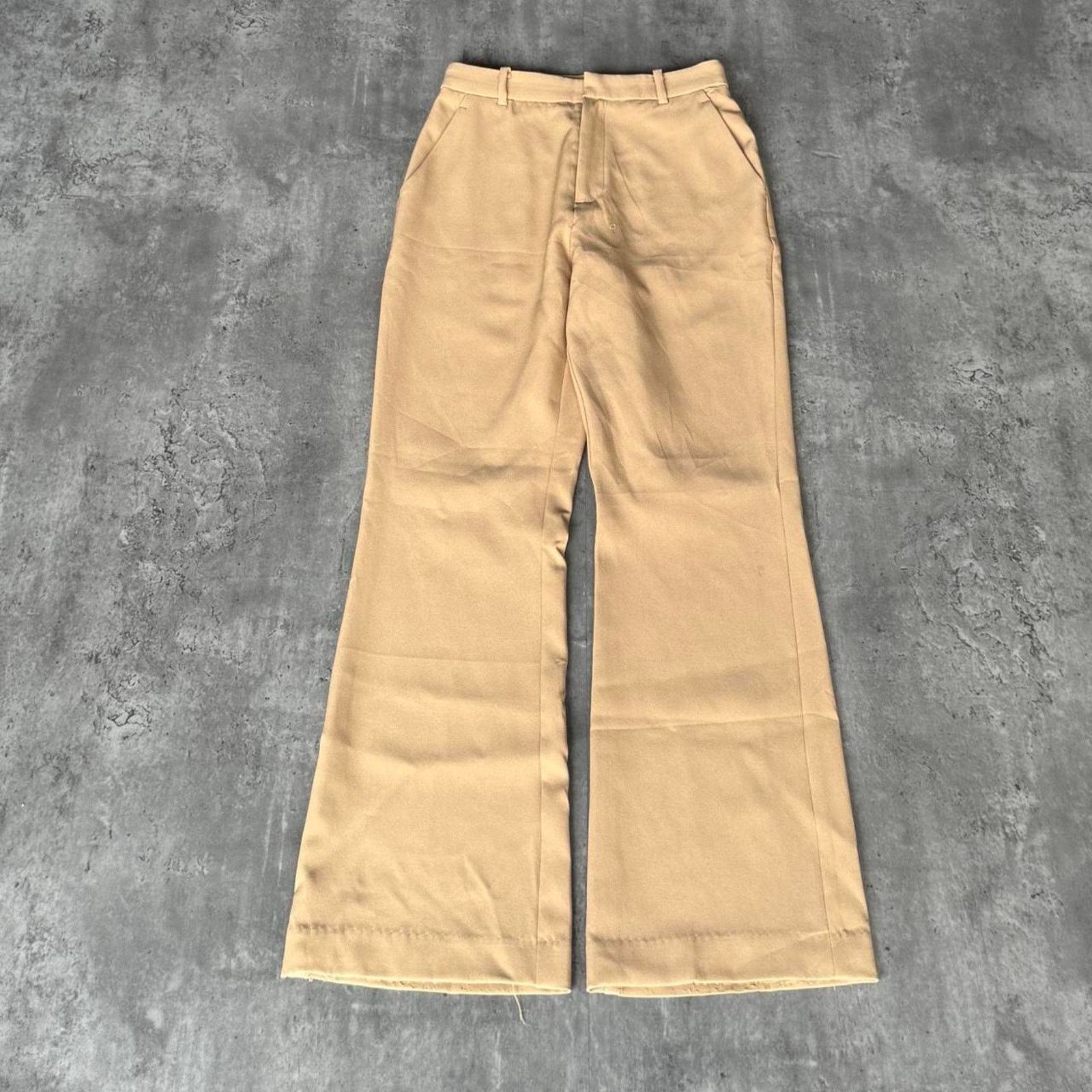 Japanese Brand × Vintage Vintage Y2K Flared Lightweight Khaki Dress Pants Size 25" / US 0 / IT 36 - 1 Thumbnail