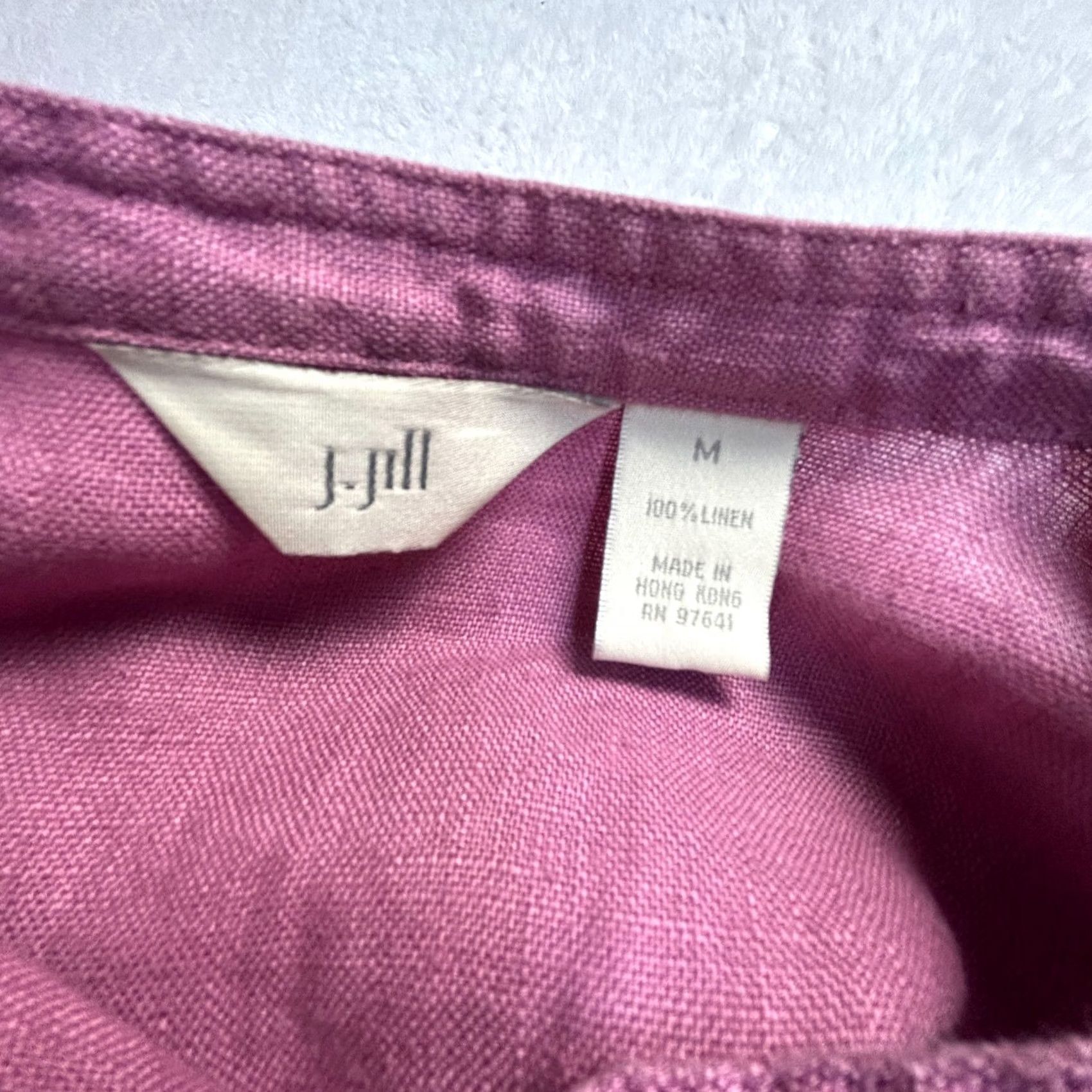 J. Jill J. Jill Womens Purple Linen Button-Up Tunic Top Medium Casual Long Sleeve Size M / US 6-8 / IT 42-44 - 3 Thumbnail