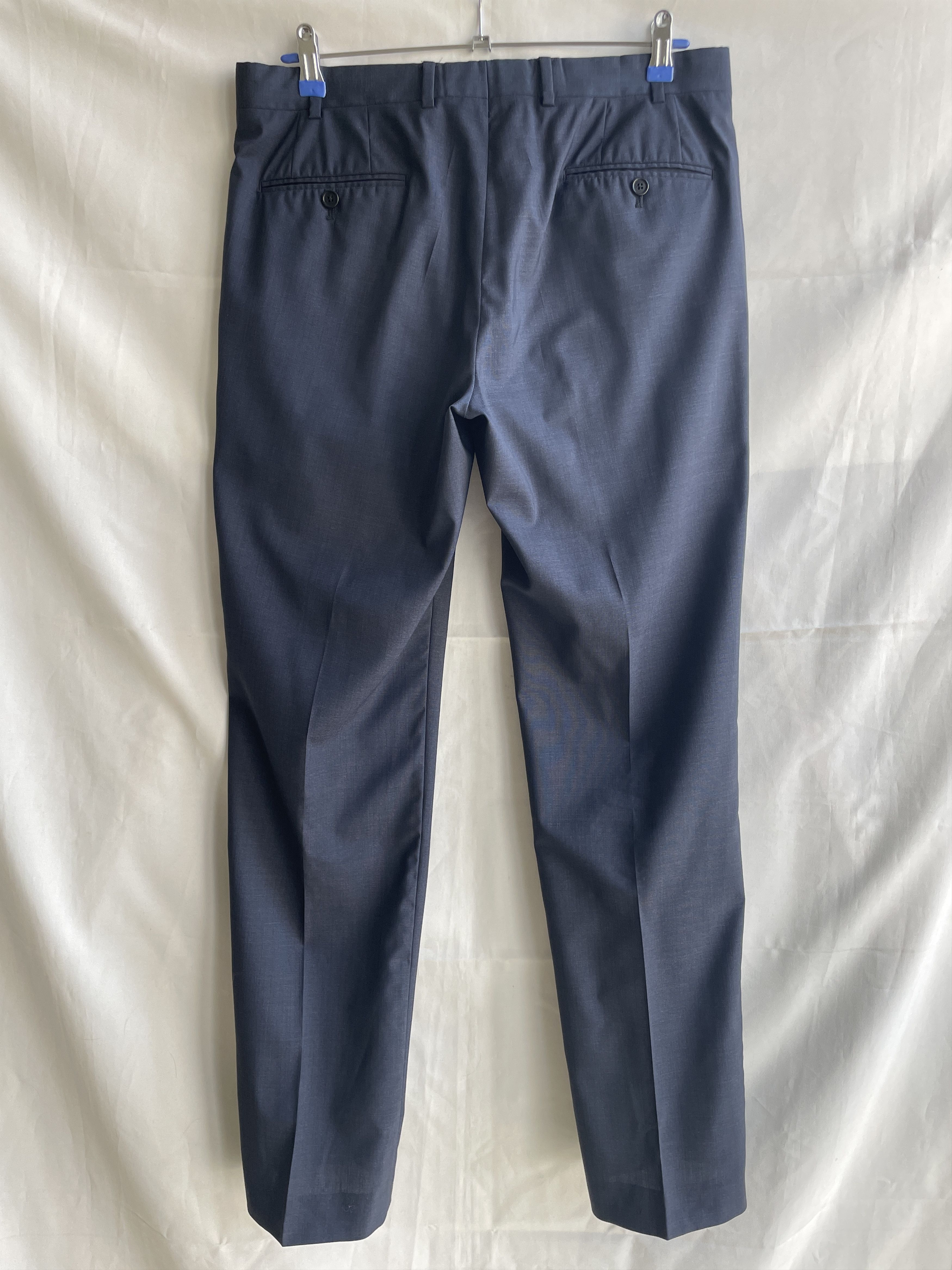 Armani Collezioni Armani Collezioni Navy Solid Wool Silk Suit Size EUR 50R Size 40R - 12 Thumbnail
